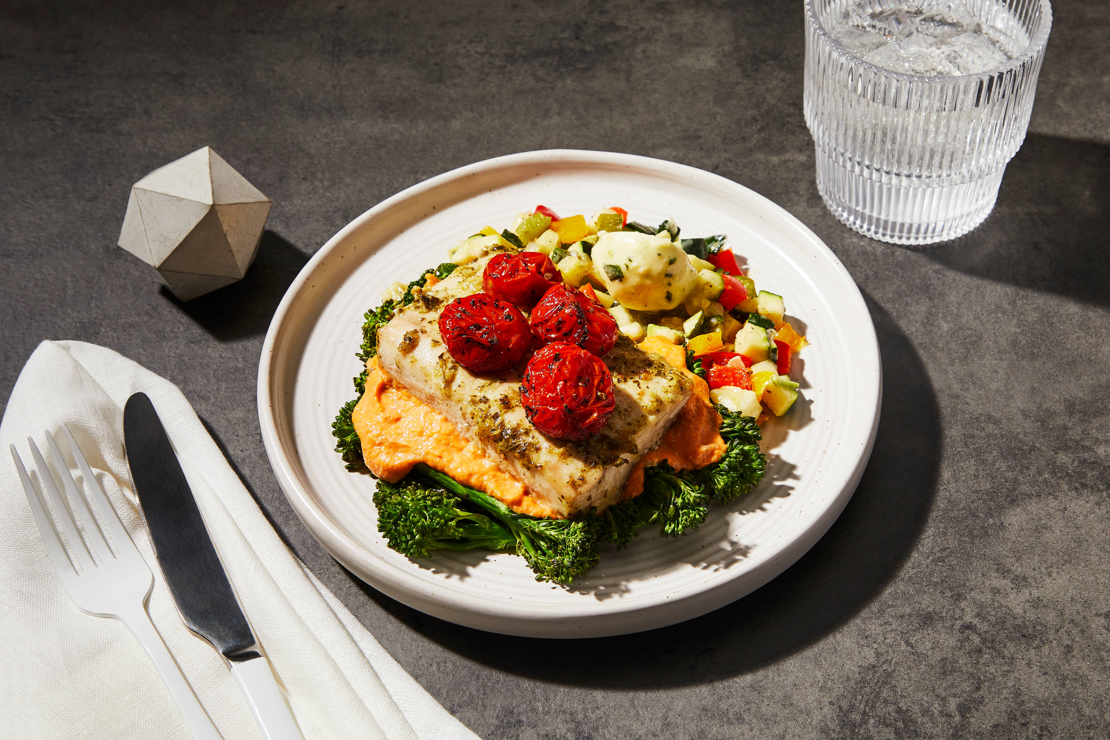 Basil Garlic Mahi Mahi & Tomato Cream