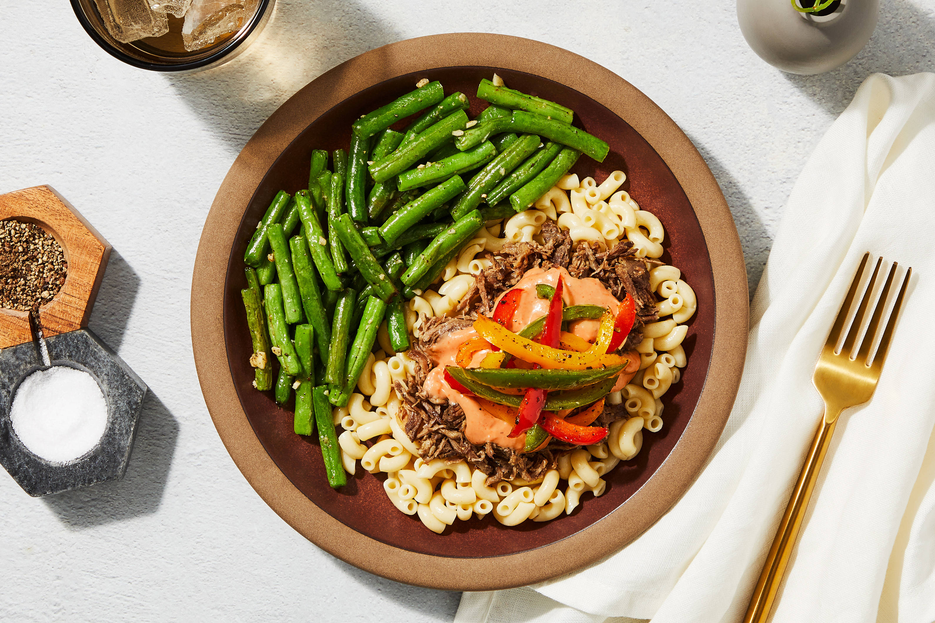 Braised Beef & Roasted Red Pepper Mac