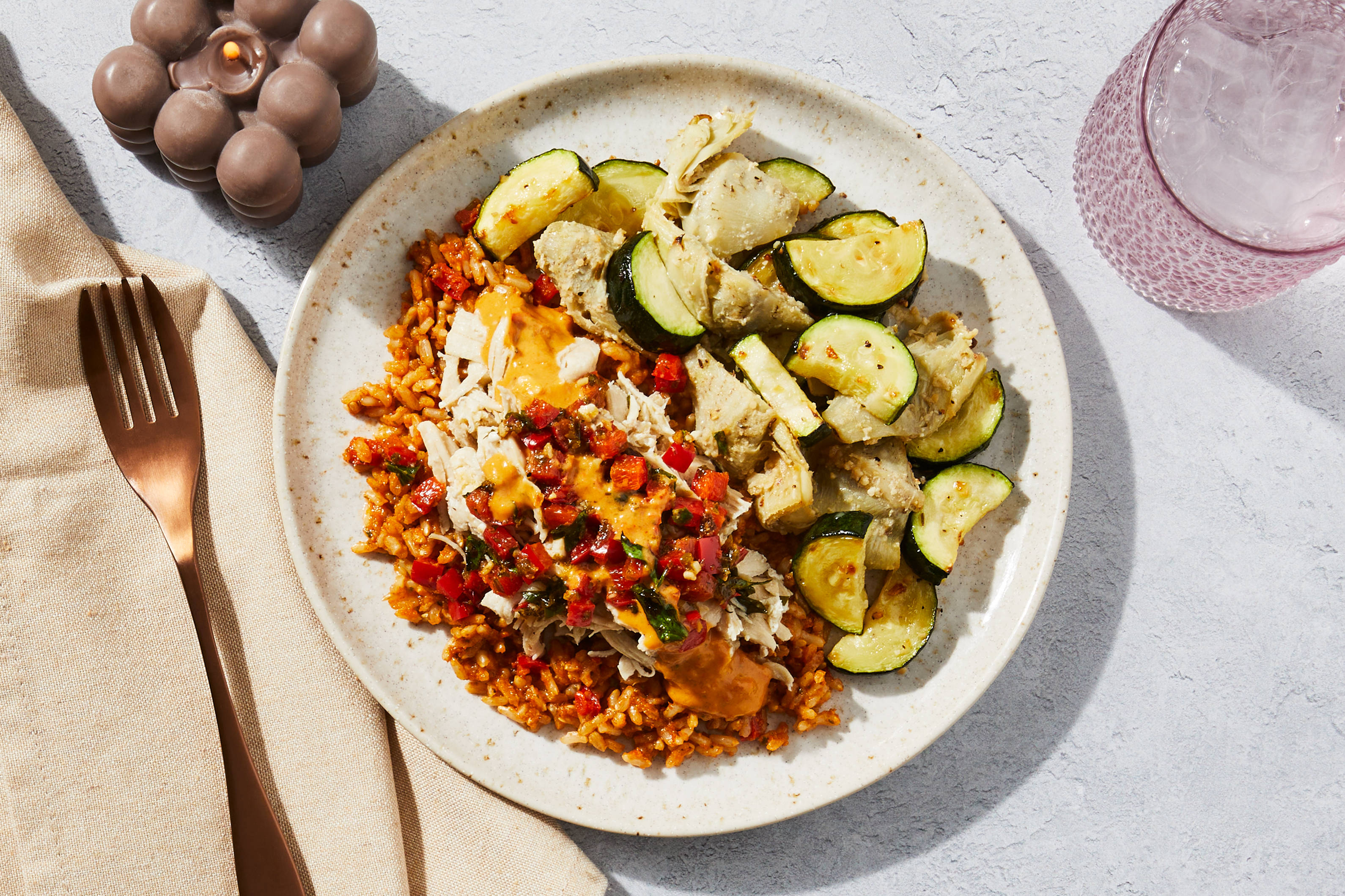 Creamy Red Pepper Chicken & Rice