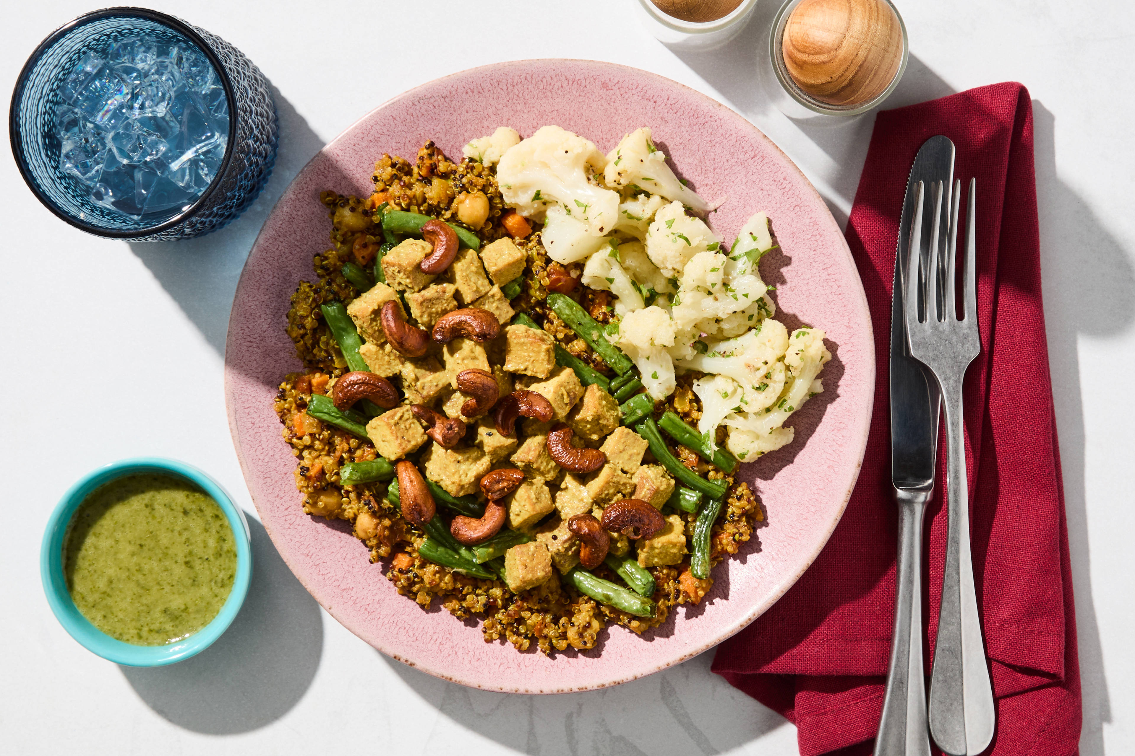 Curried Tofu, Green Beans & Quinoa