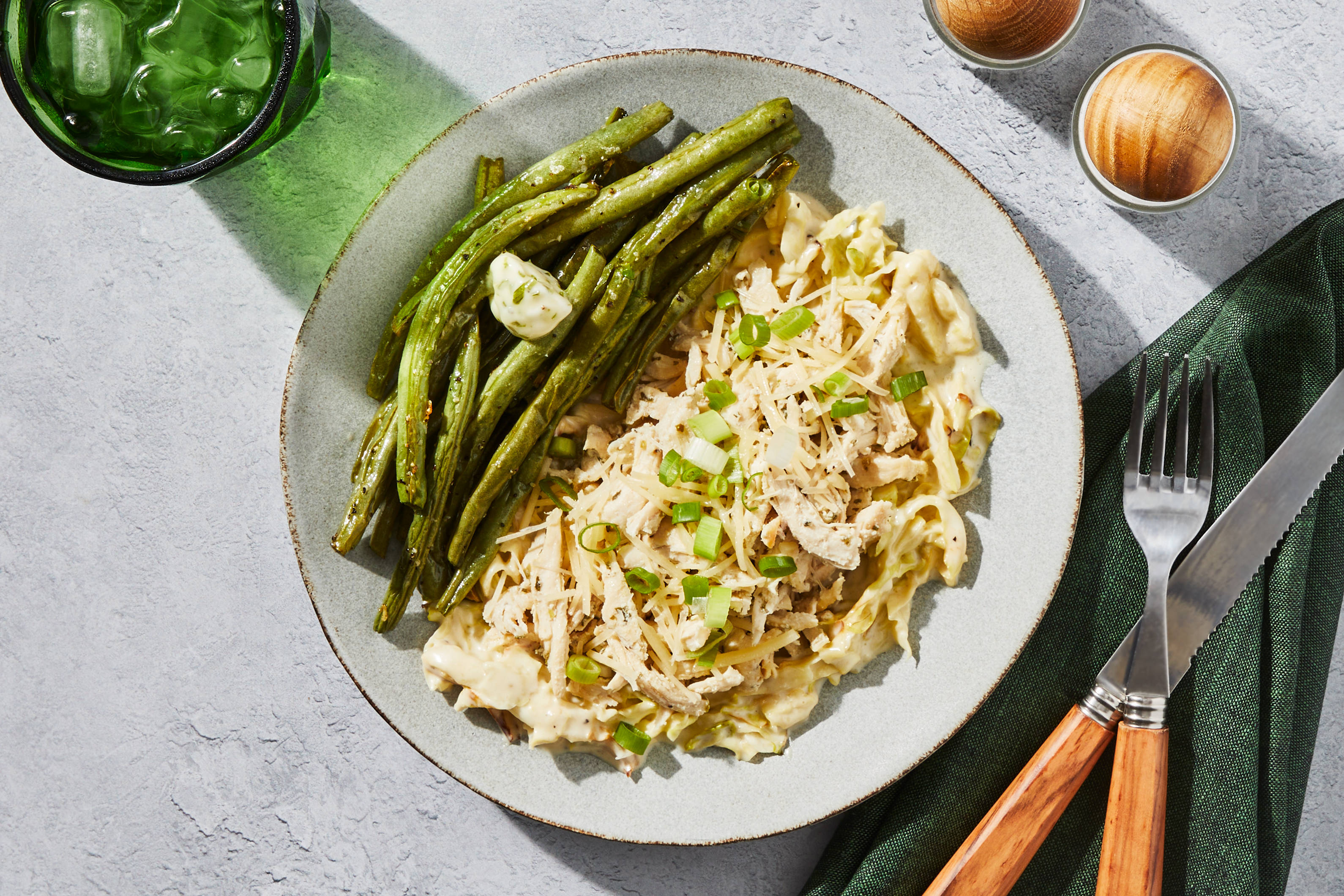 Four-Cheese Cabbage & Shredded Chicken