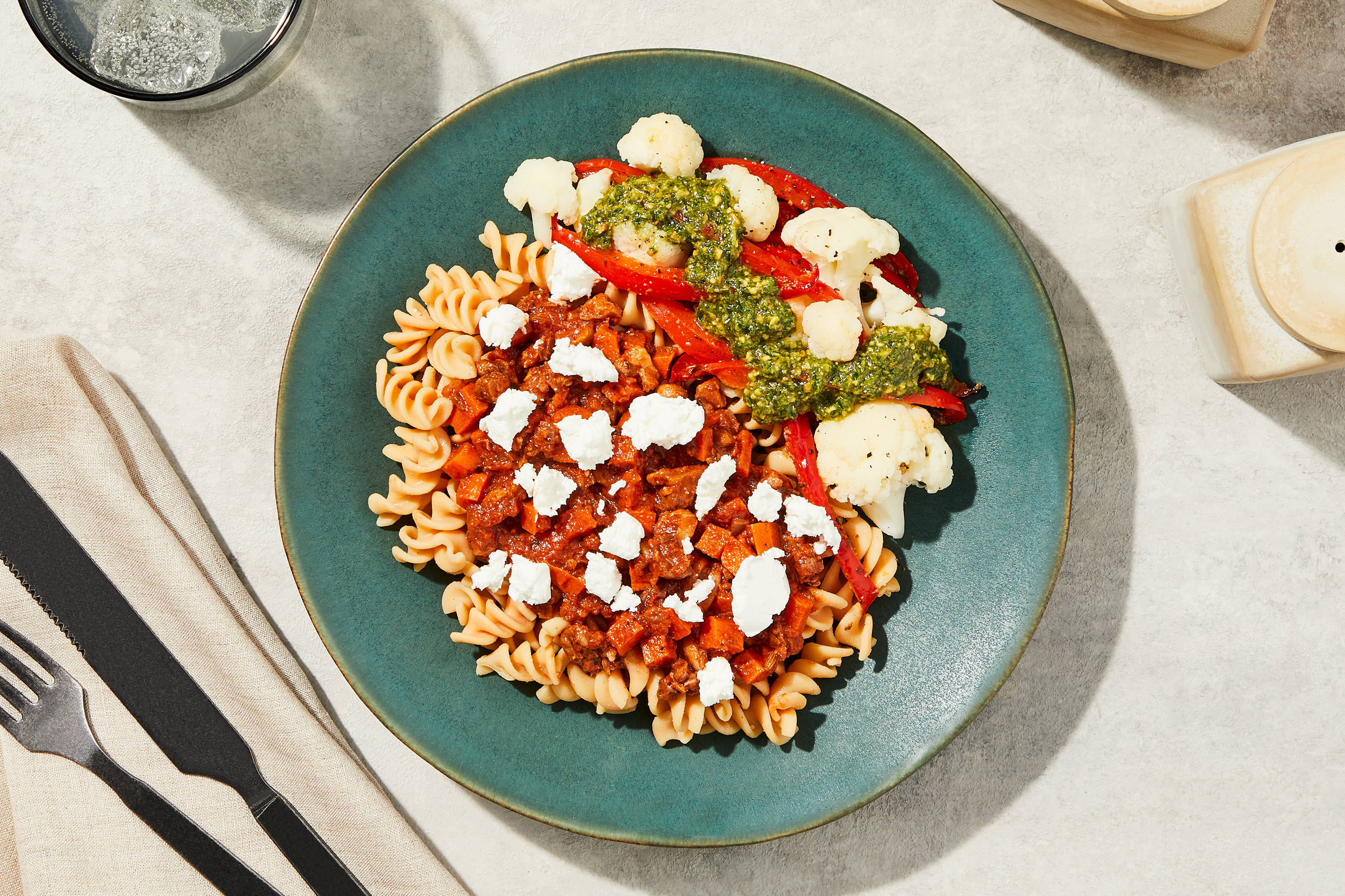 Goat Cheese & Walnut Bolognese Fusilli
