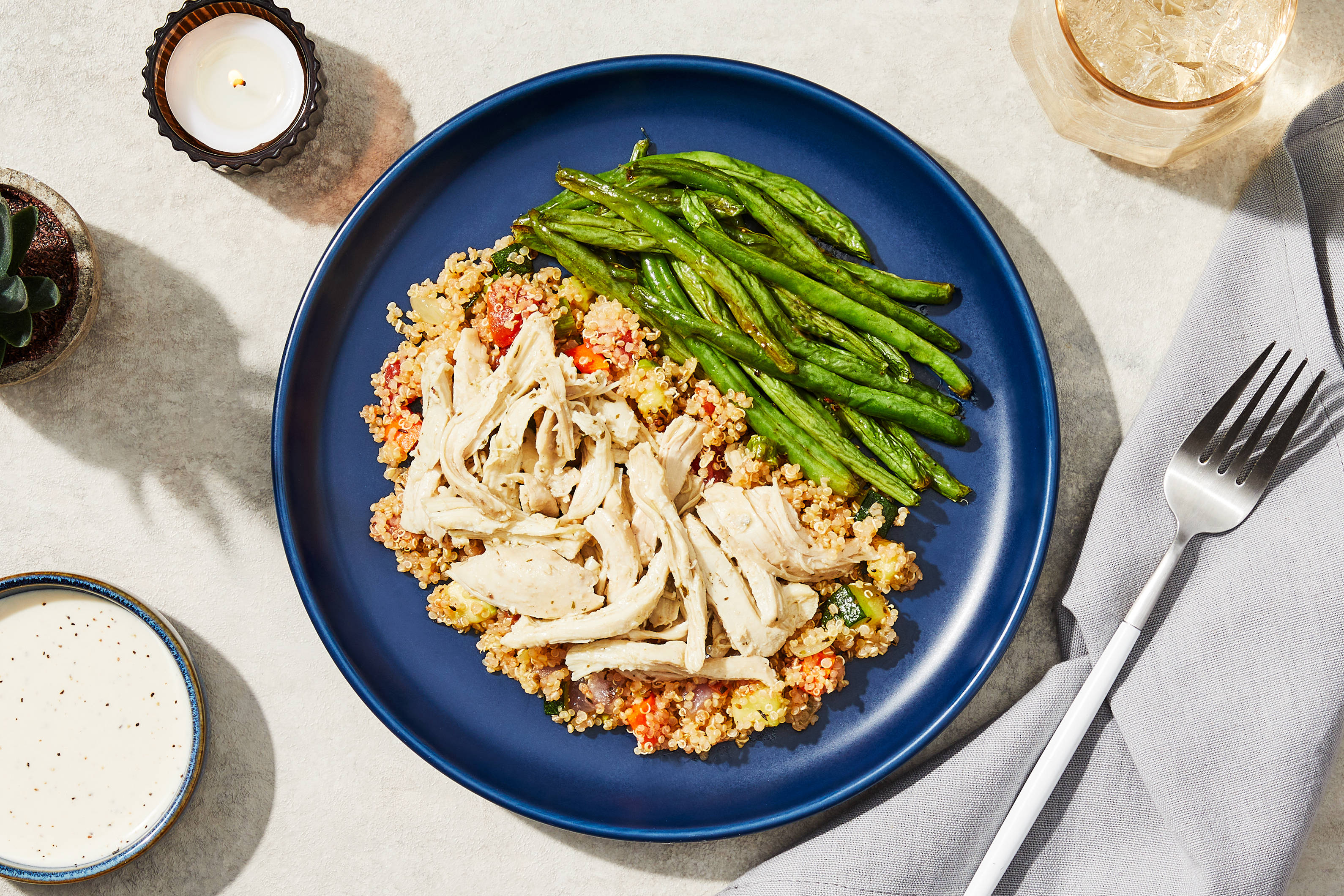 Lemon Cream Chicken Thighs & Veggie Quinoa