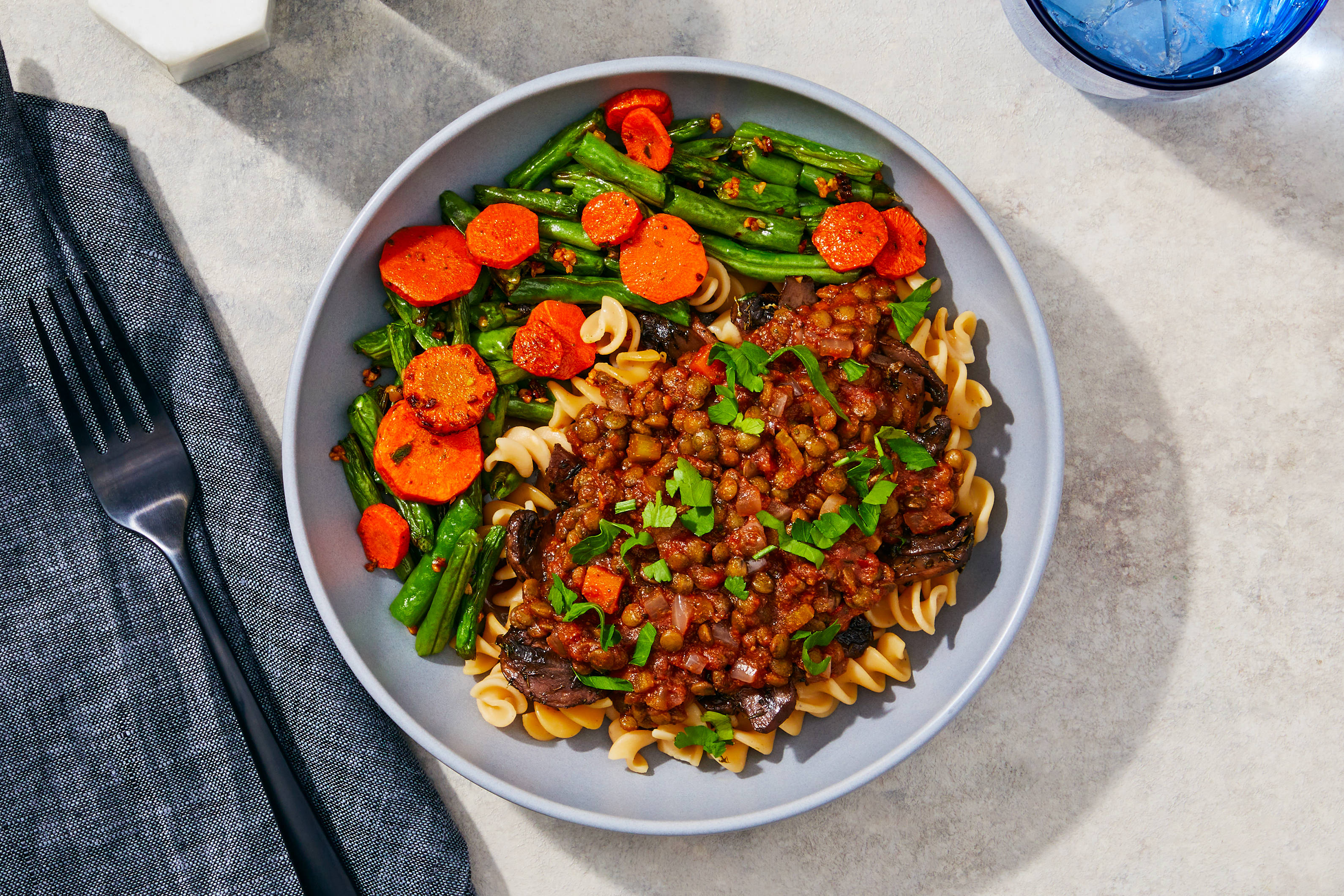Lentil-Mushroom Bolognese & Fusilli