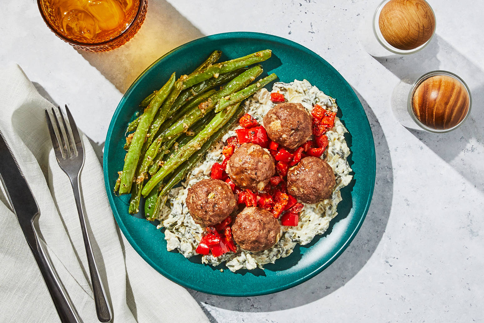 Meatballs & Spinach-Artichoke Sauce