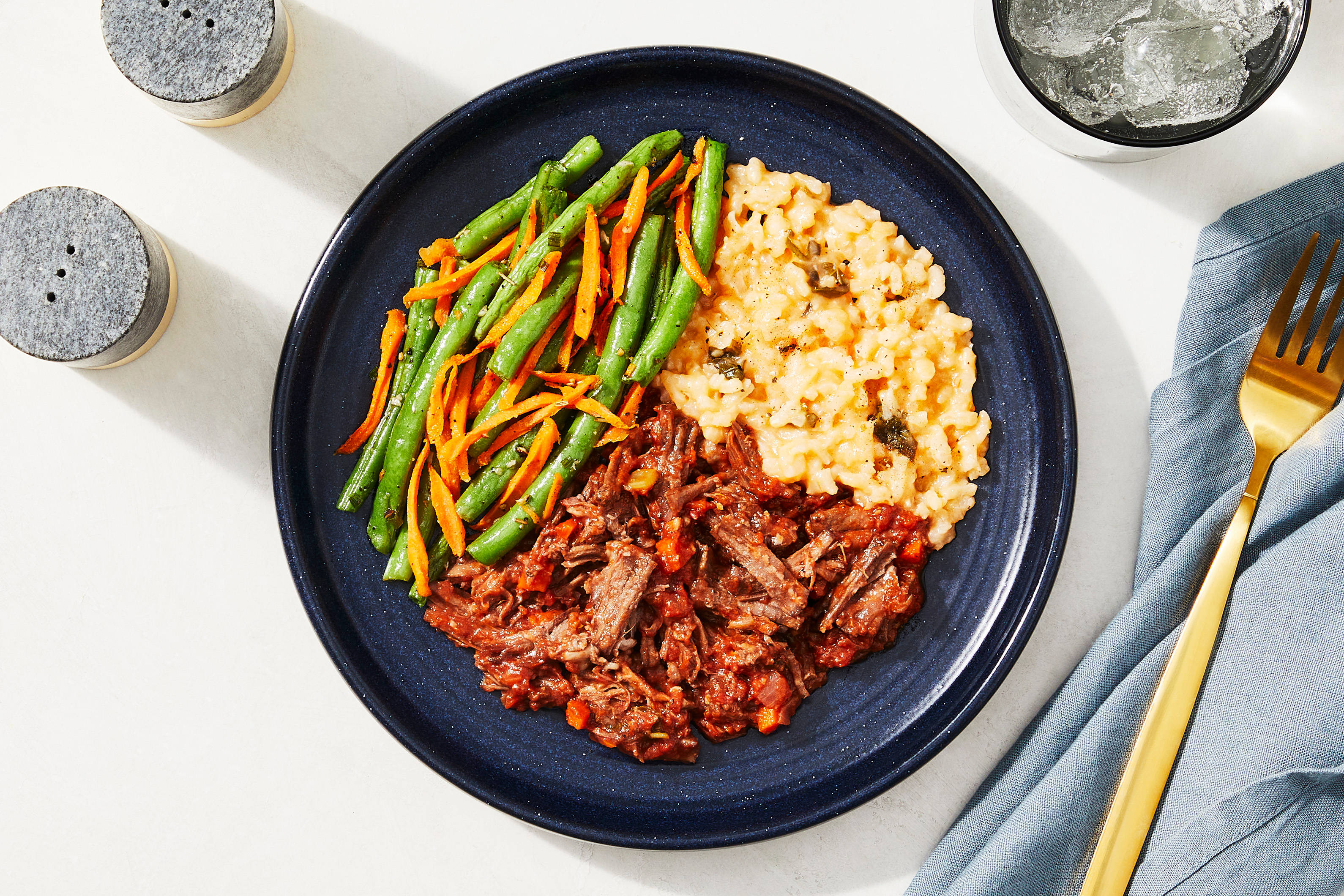 Parmesan-Tomato Risotto & Shredded Beef Ragù
