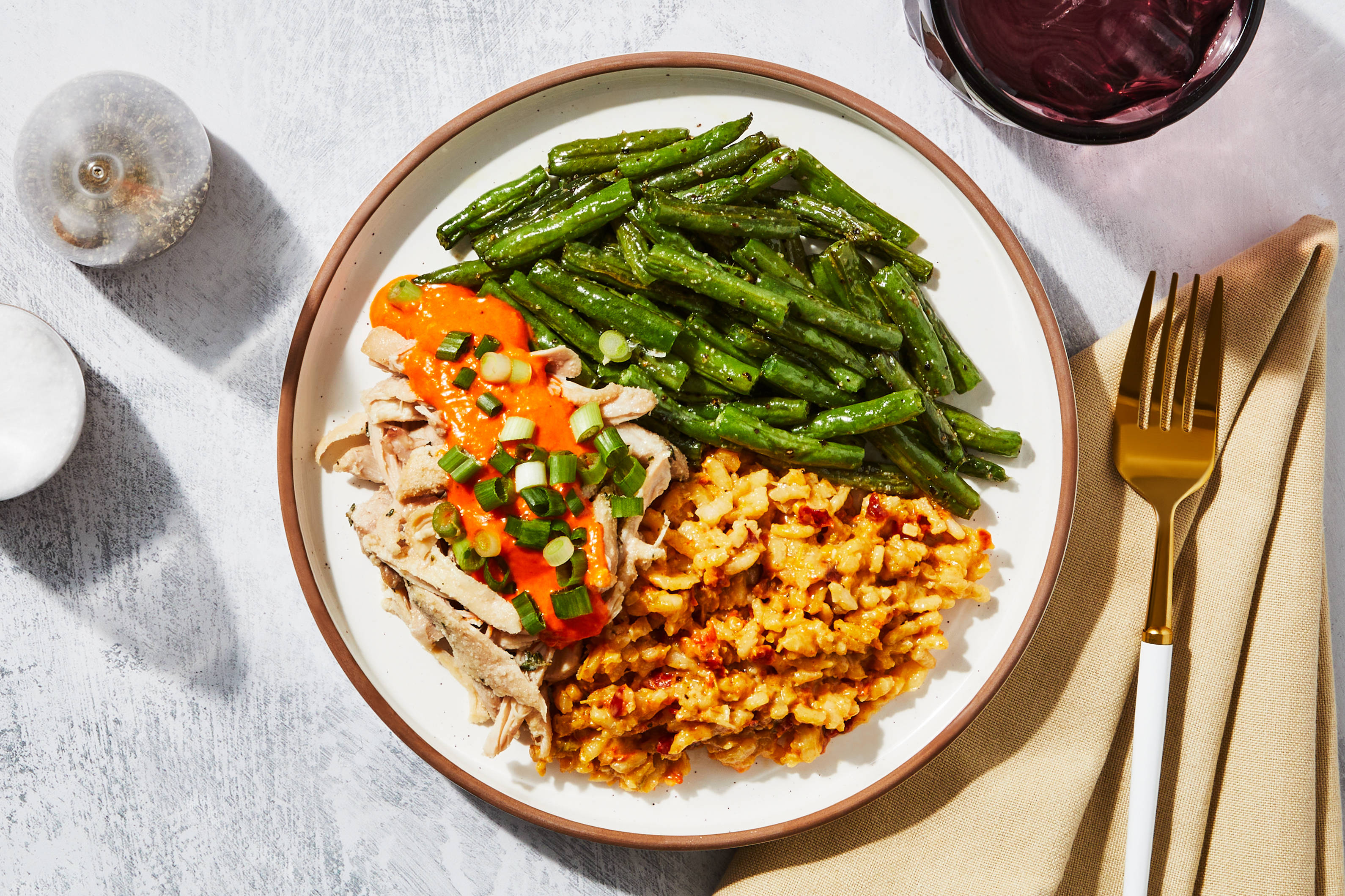 Red Pepper Risotto & Chicken Thighs