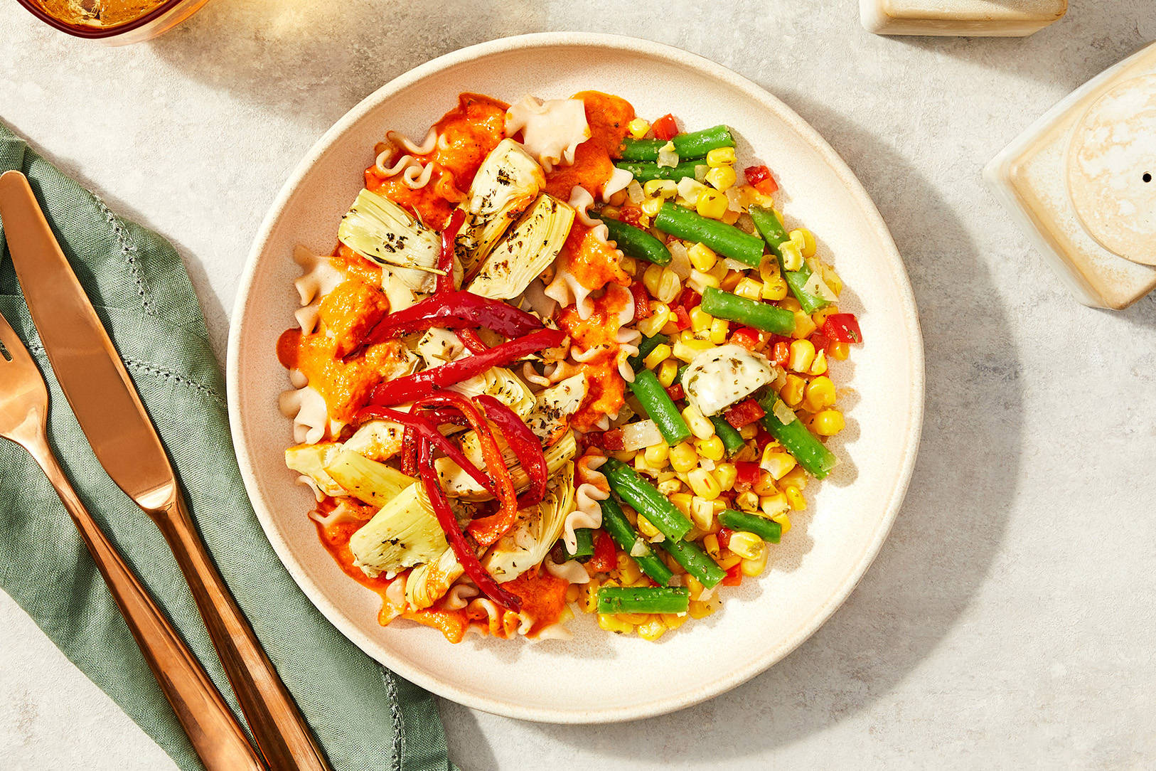 Roasted Artichoke & Red Pepper Cream Lasagnette