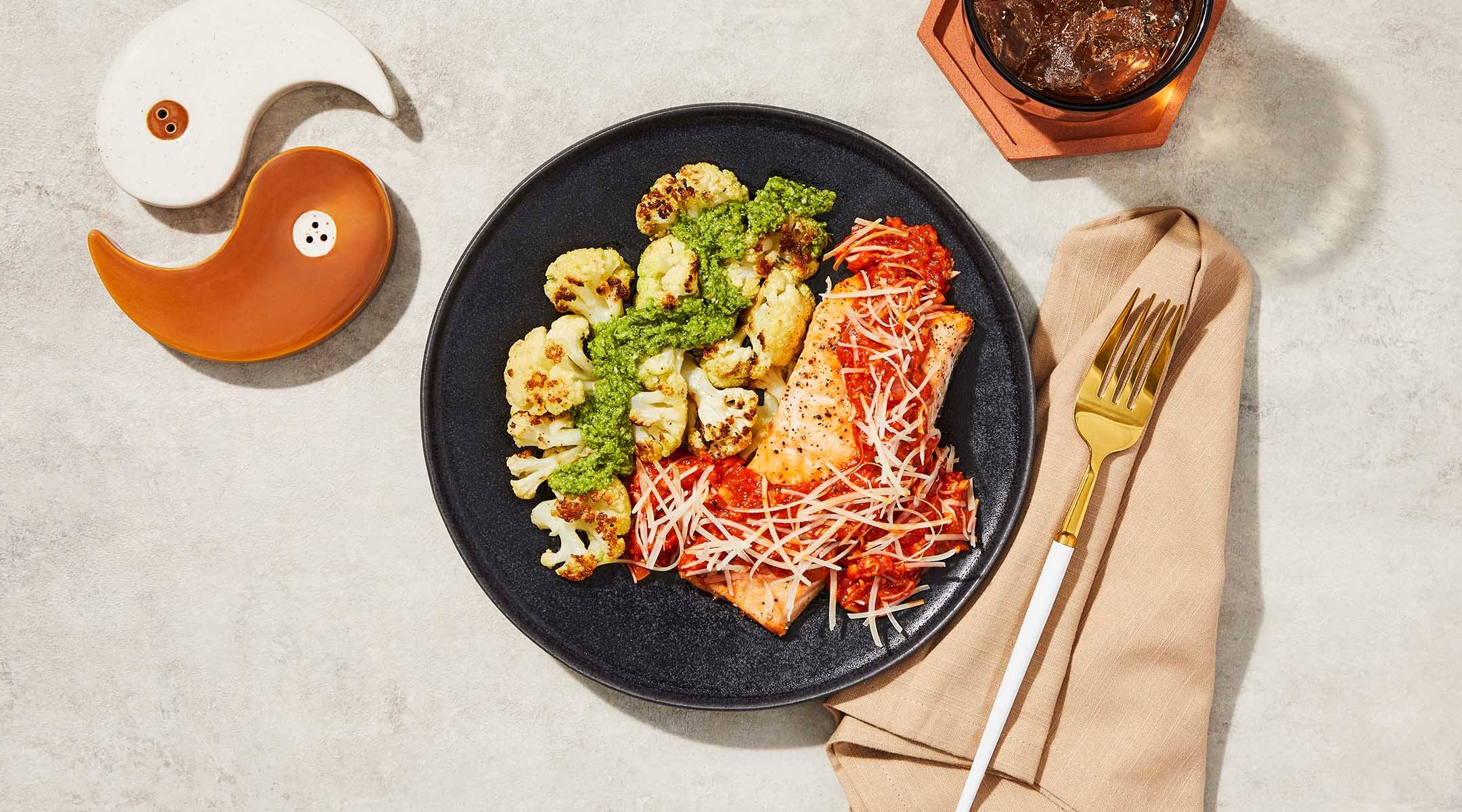 Salmon in Roasted Red Pepper Sauce