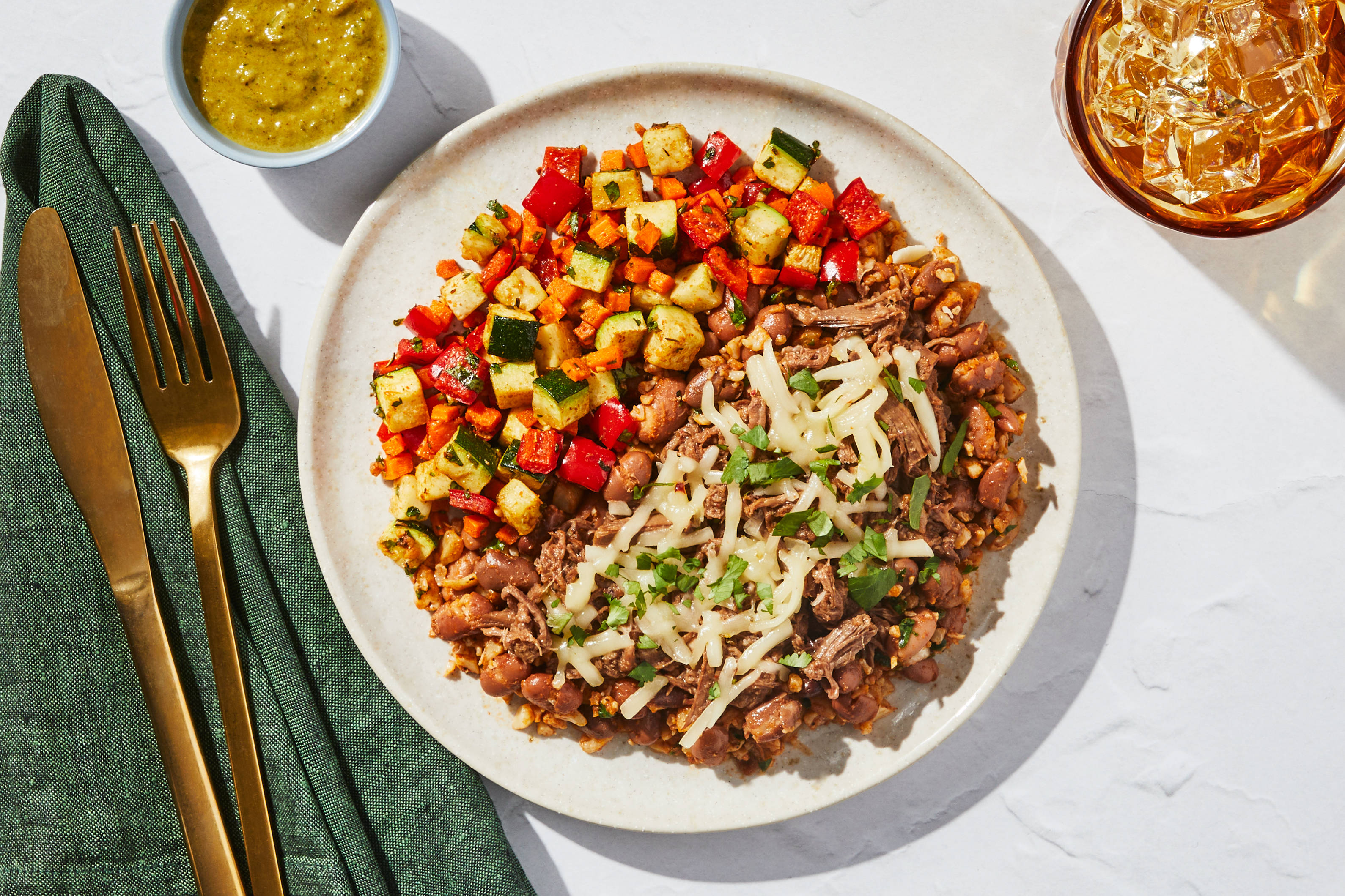 Salsa Verde Shredded Beef & Cauli Rice