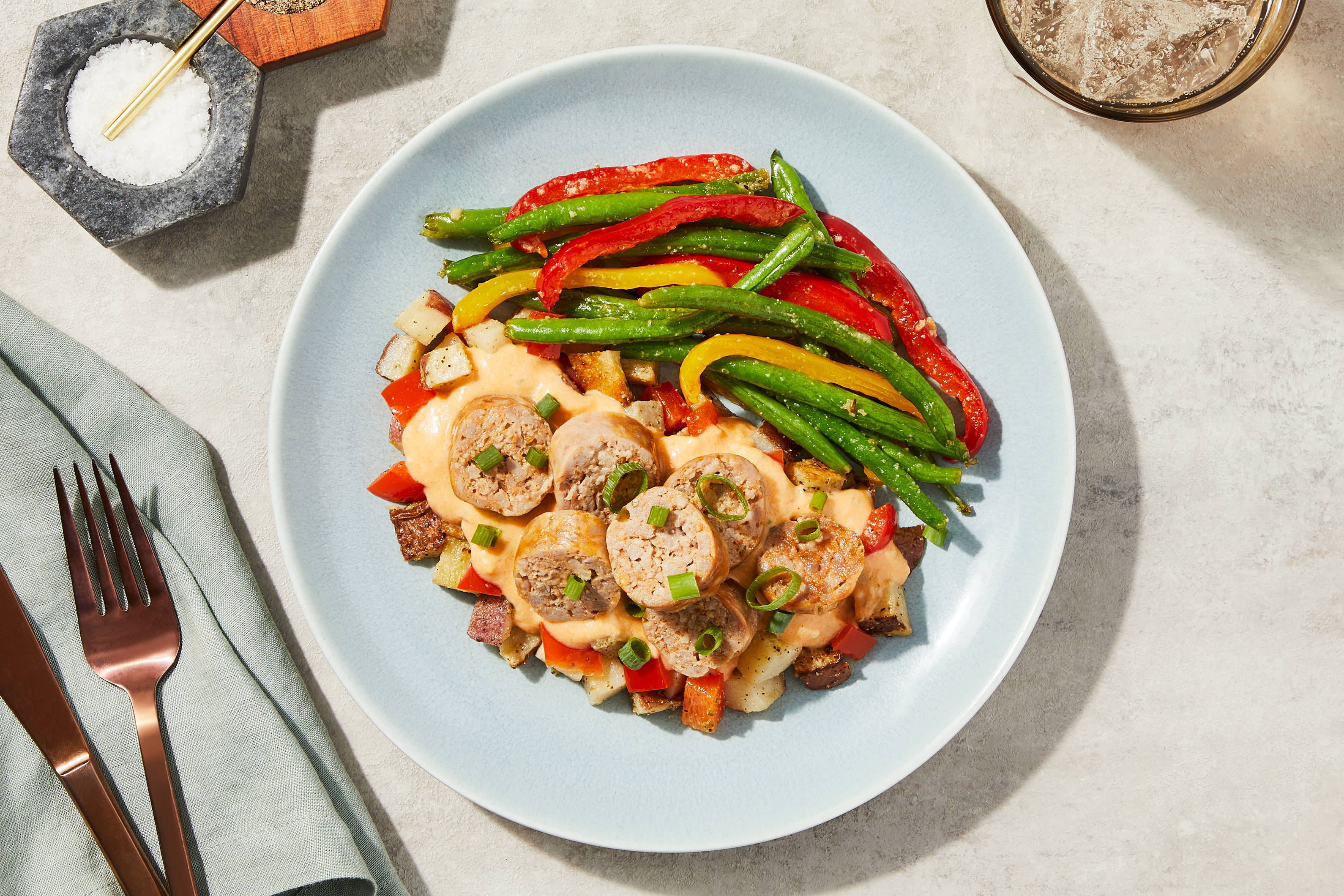 Sausage Hash & Red Pepper Béchamel