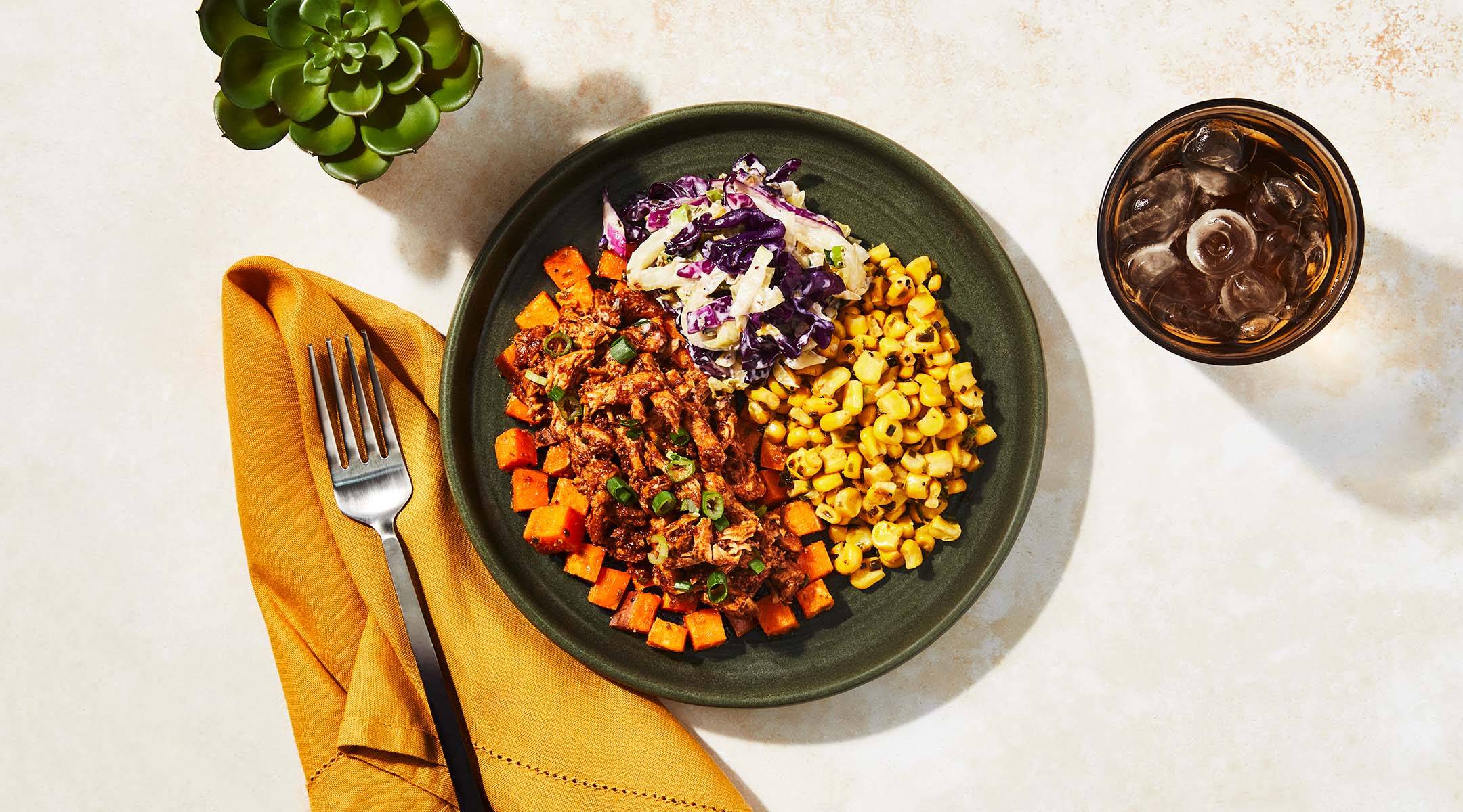 Shredded BBQ Chicken & Sweet Potatoes