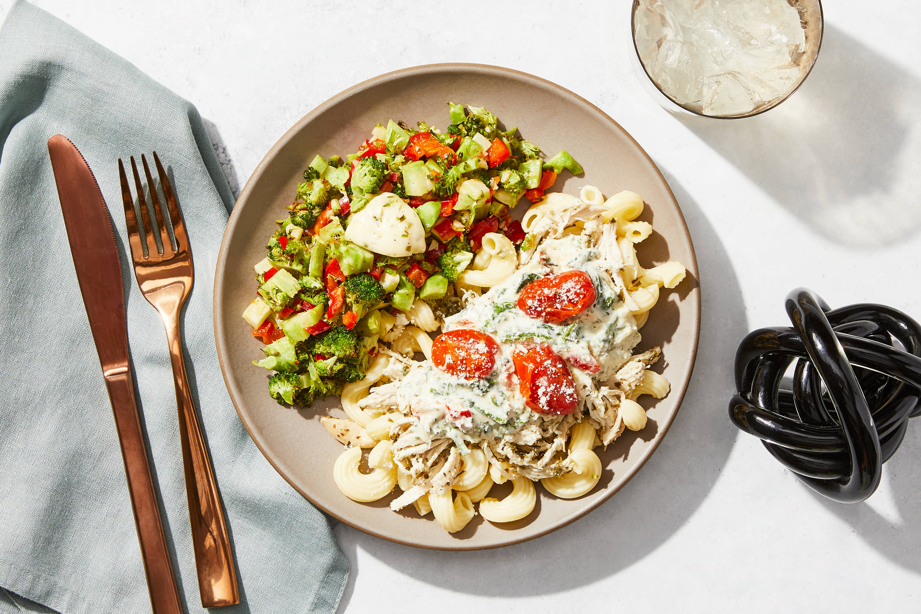 Shredded Chicken Florentine Cavatappi