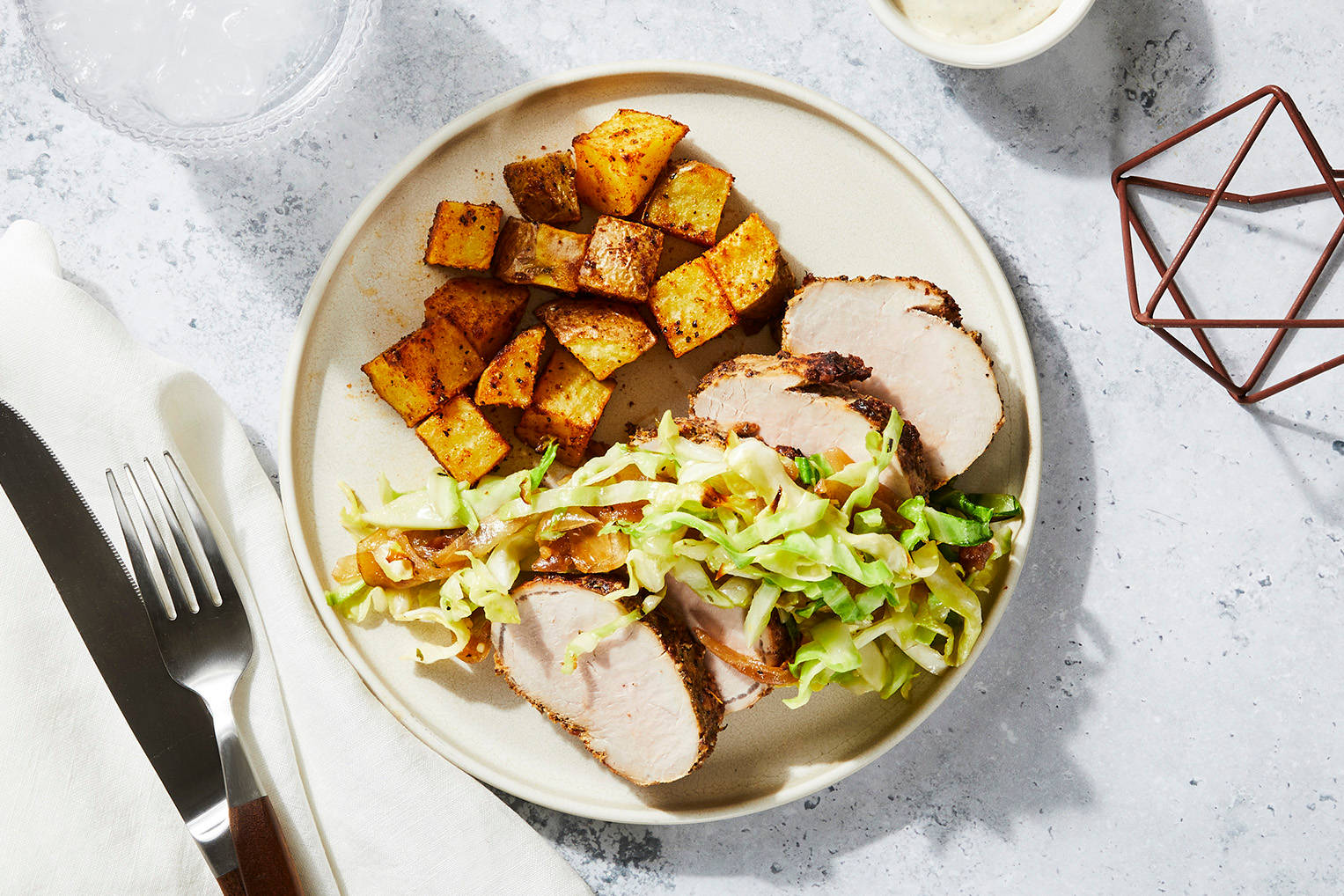 Smoky Pork Tenderloin & Bacon-Onion Cabbage