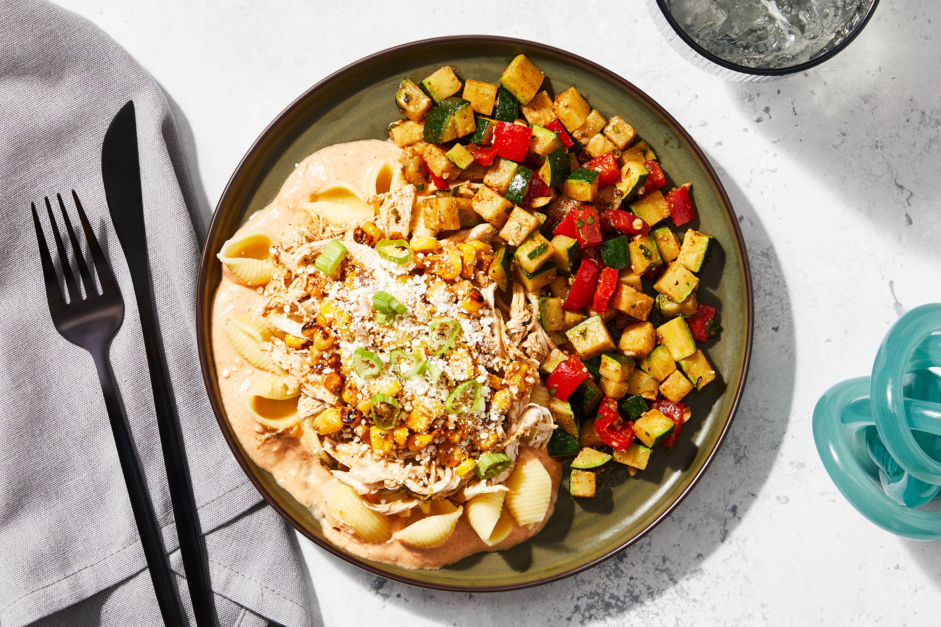 Street Corn Chicken Pasta & Queso