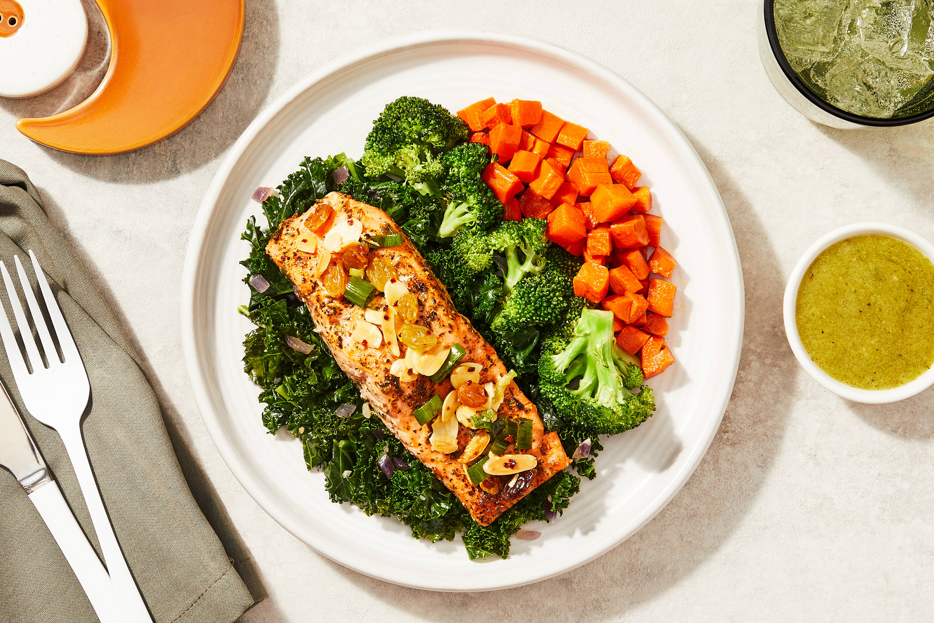 Toasted Almond Salmon & Sauteed Kale