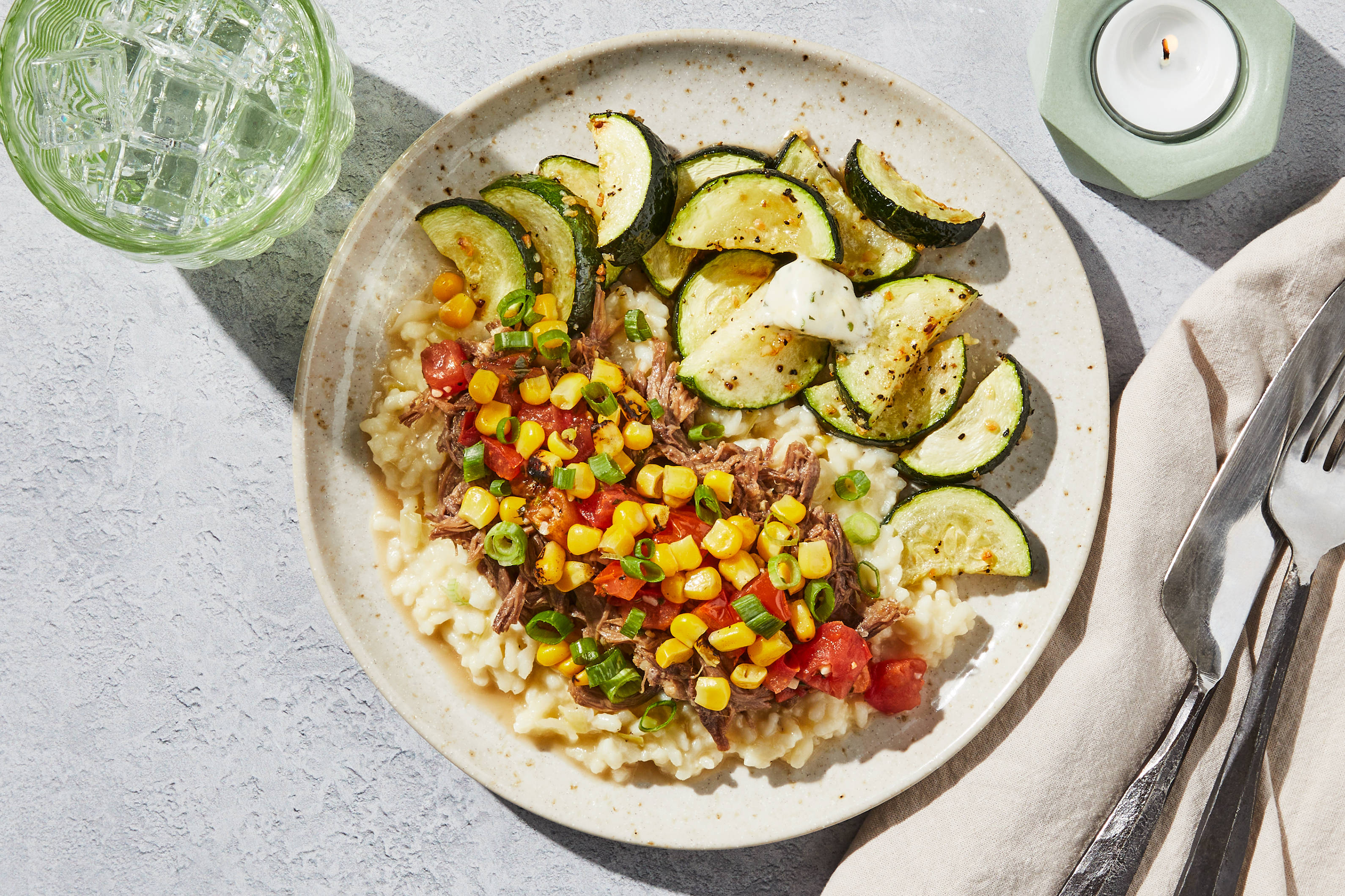 Tomato-Corn Relish & Shredded Beef