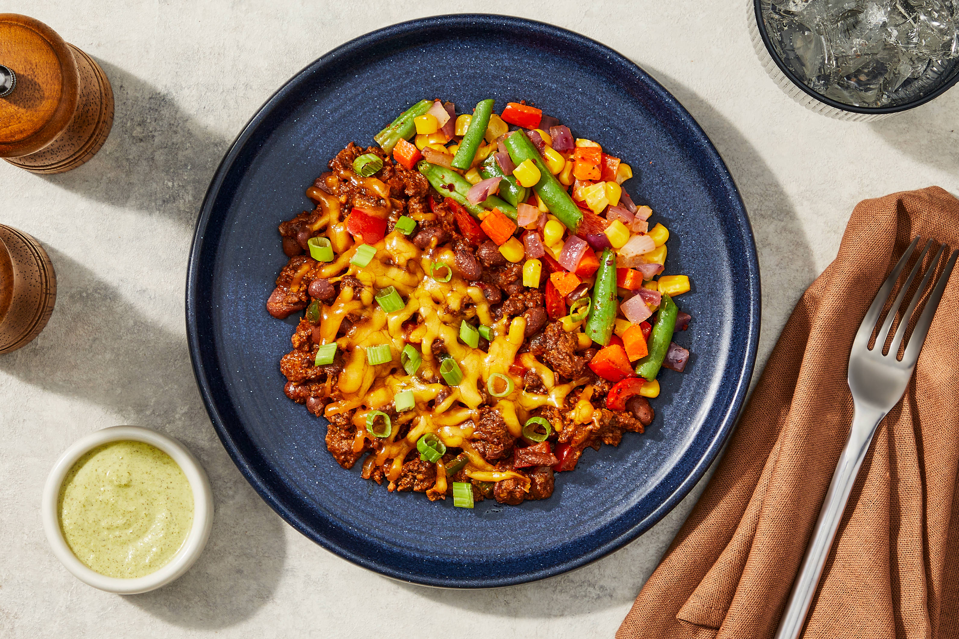 Turkey Cheddar Chili & Vegetable Succotash