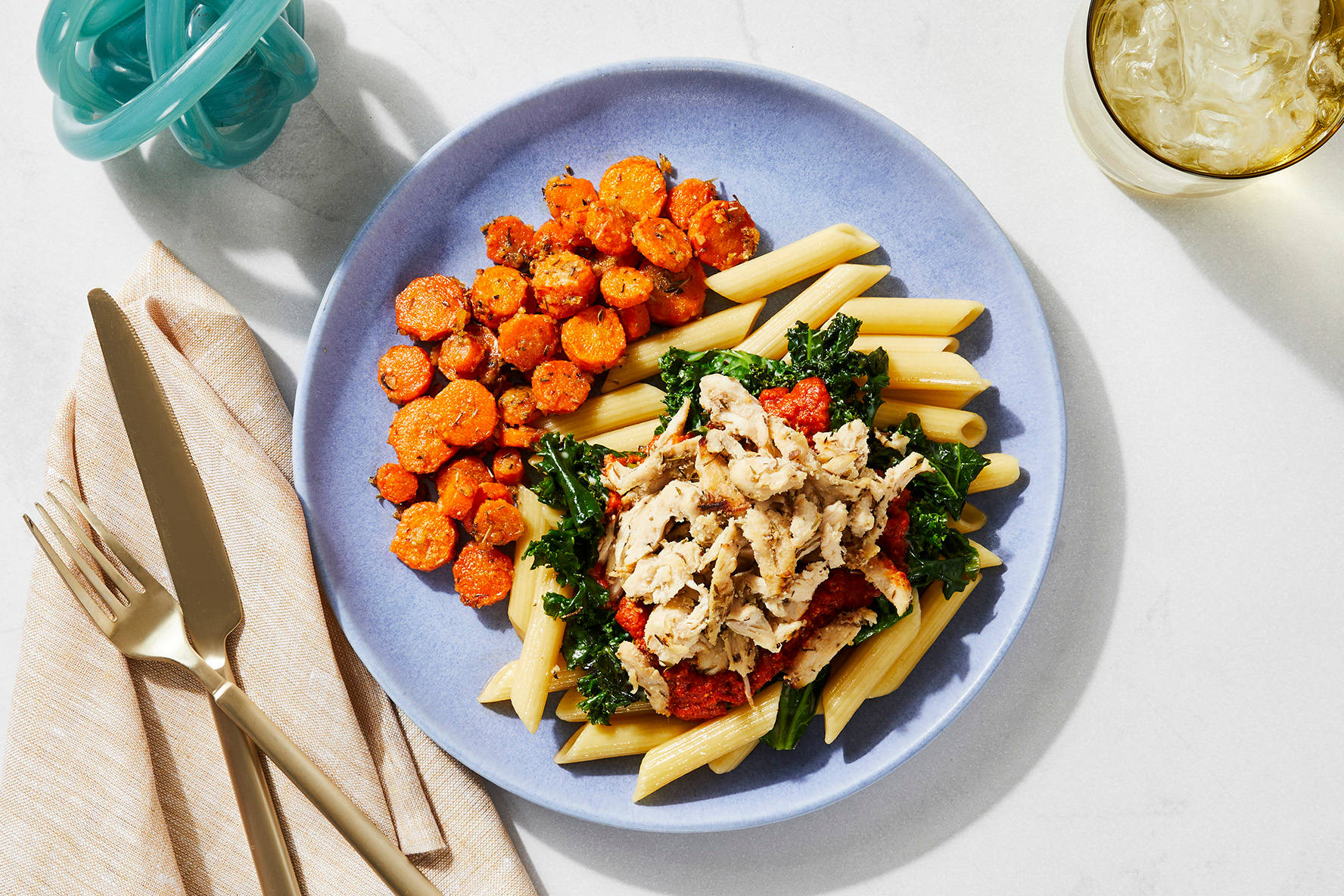 Tuscan Tomato, Kale & Shredded Chicken Penne