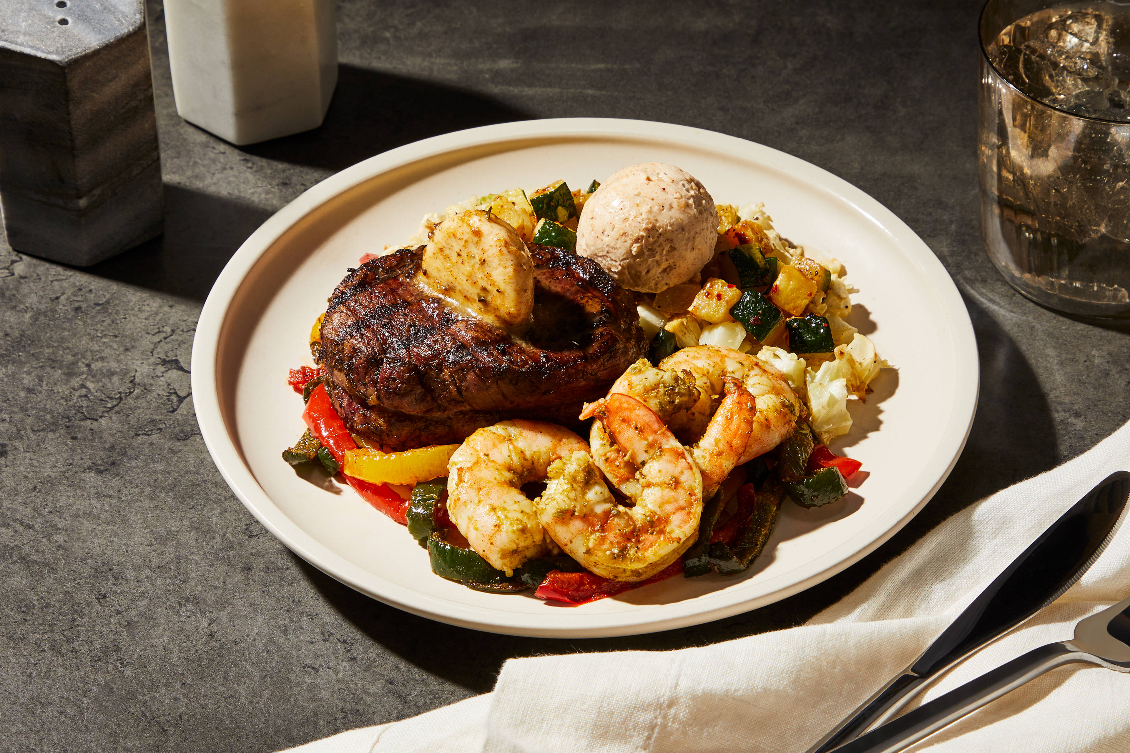 Fajita-Spiced Shrimp & Filet Mignon