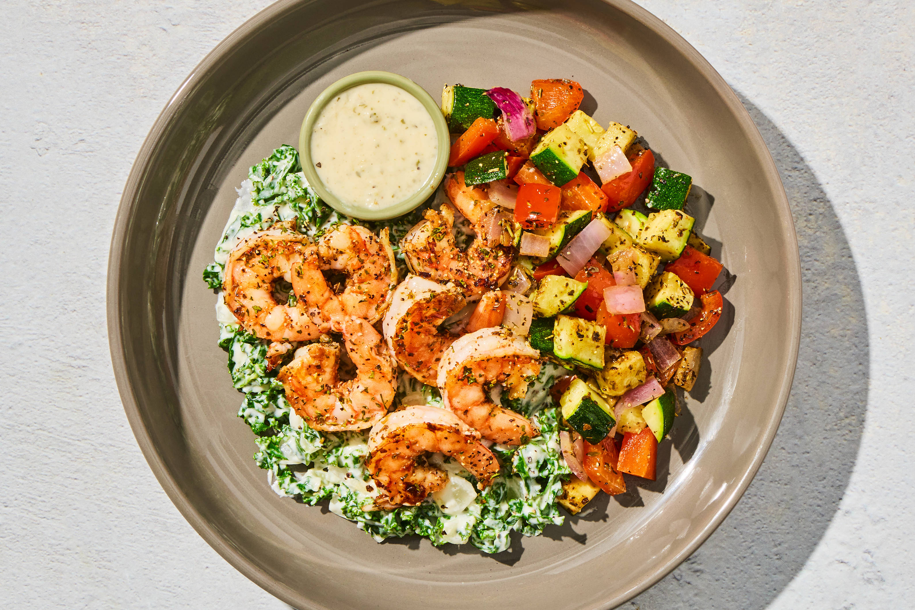 Garlic Butter Shrimp & Creamed Kale