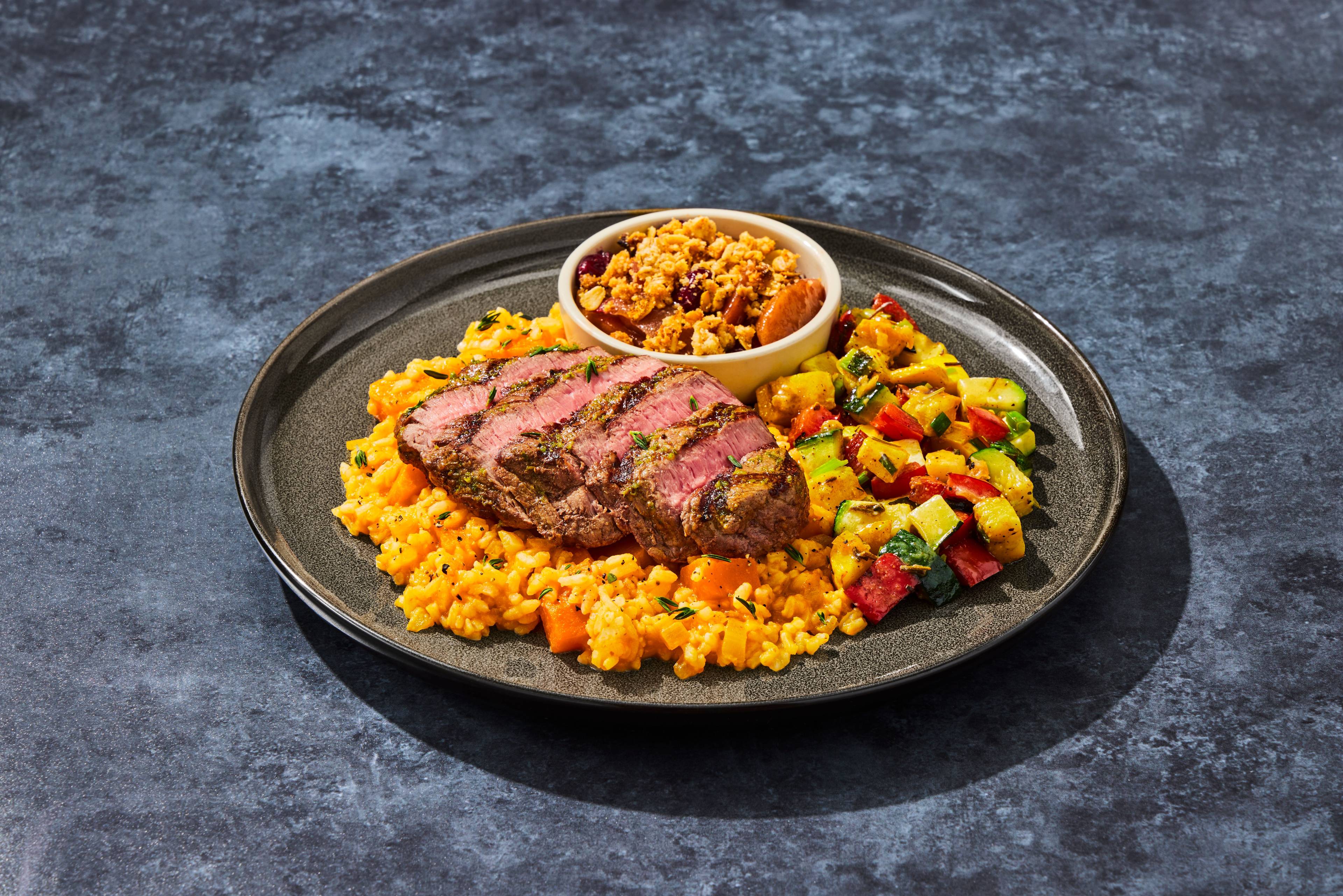 Herb Peppercorn Filet Mignon & Butternut Squash Risotto
