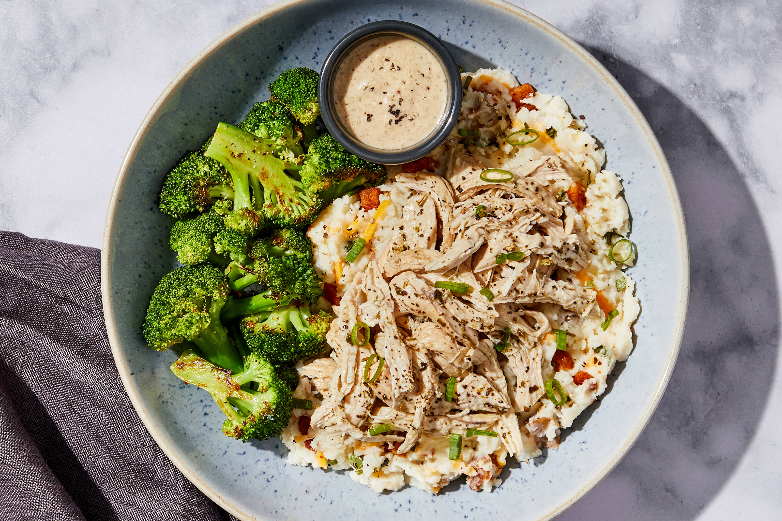 Loaded Mashed Potatoes & Shredded Chicken