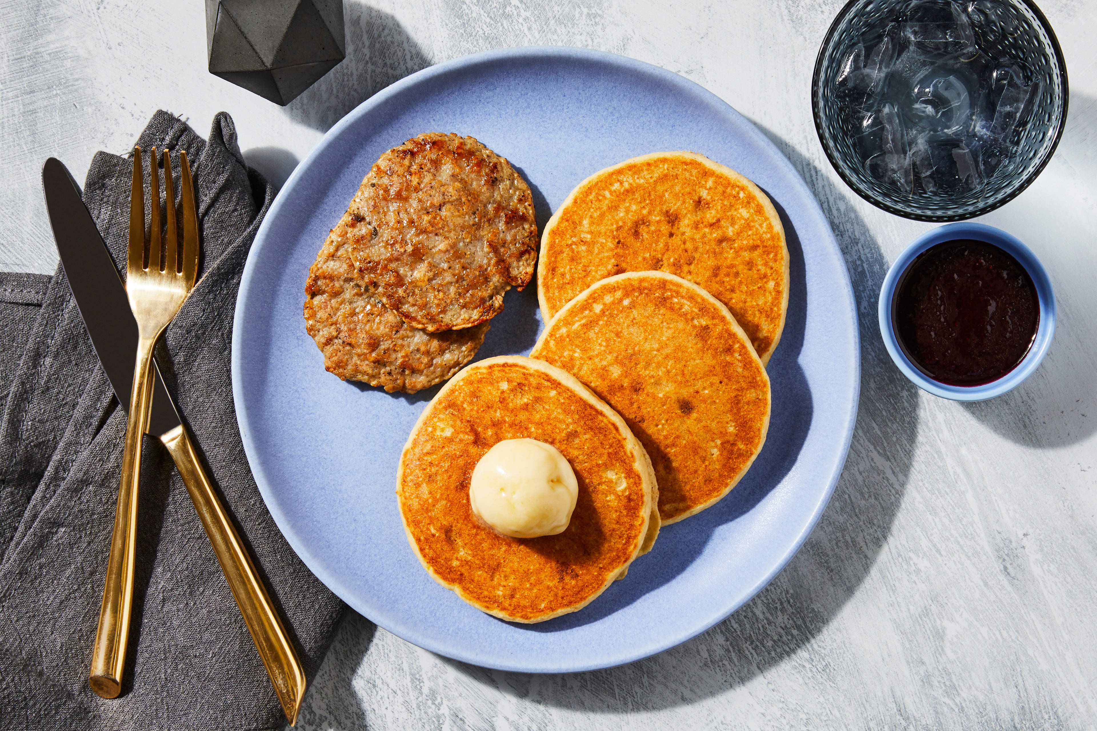 Lemon Buttermilk Pancakes & Blueberry Compote