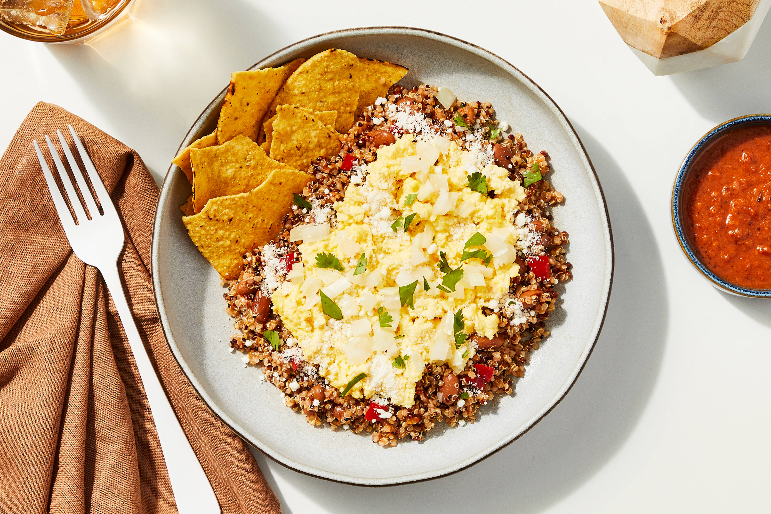 Chilaquiles Rojo & Scrambled Eggs