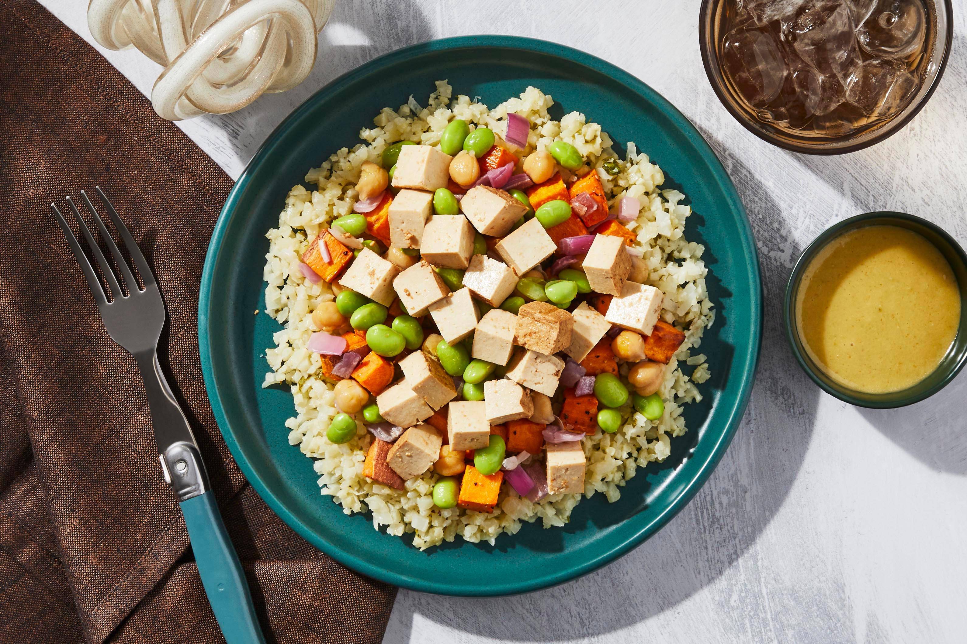 Tangy Citrus Tofu Bowl + Salmon