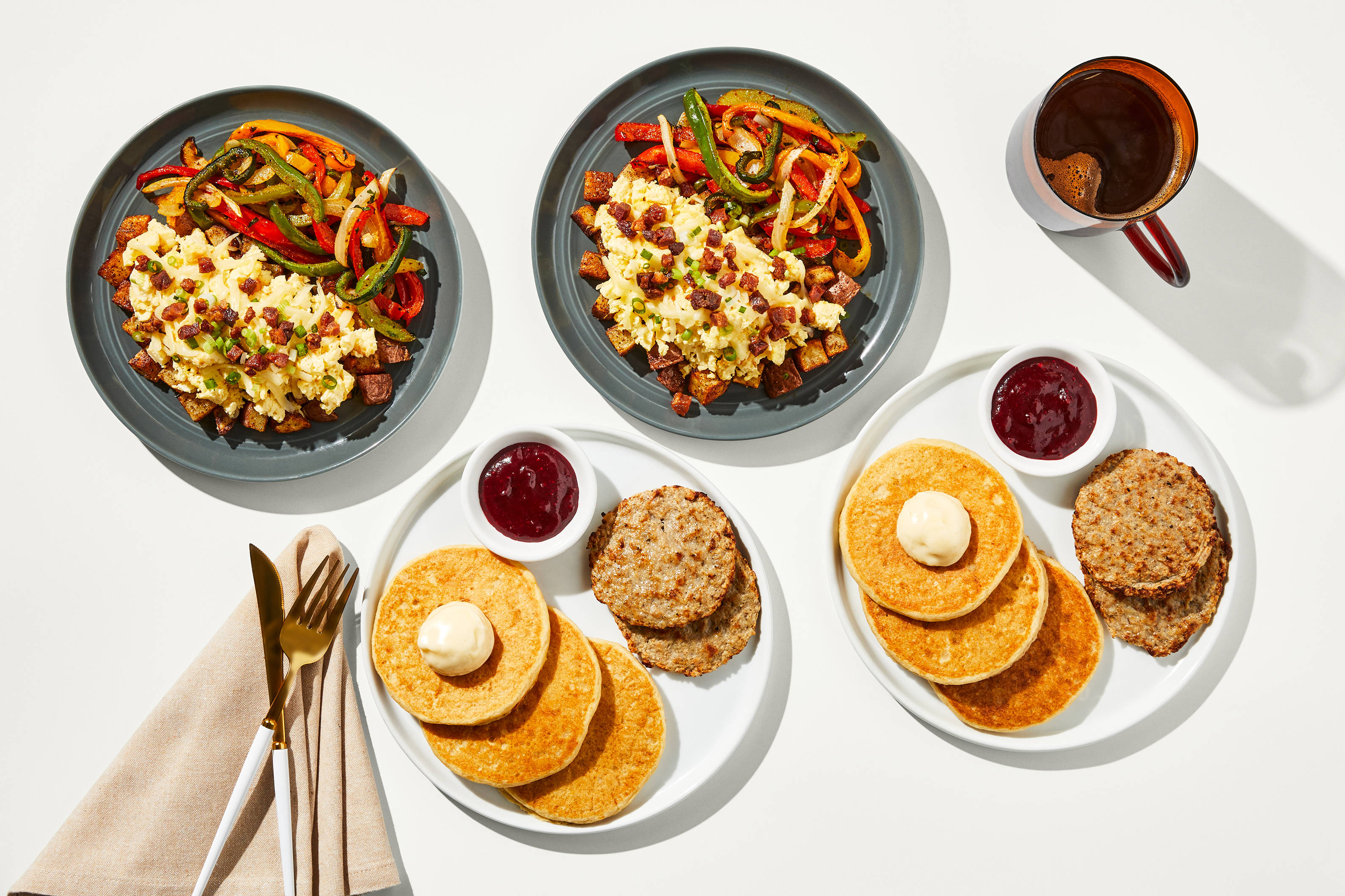 Breakfast Bundle - Orange Pancakes and Potato, Bacon, & Egg Skillet