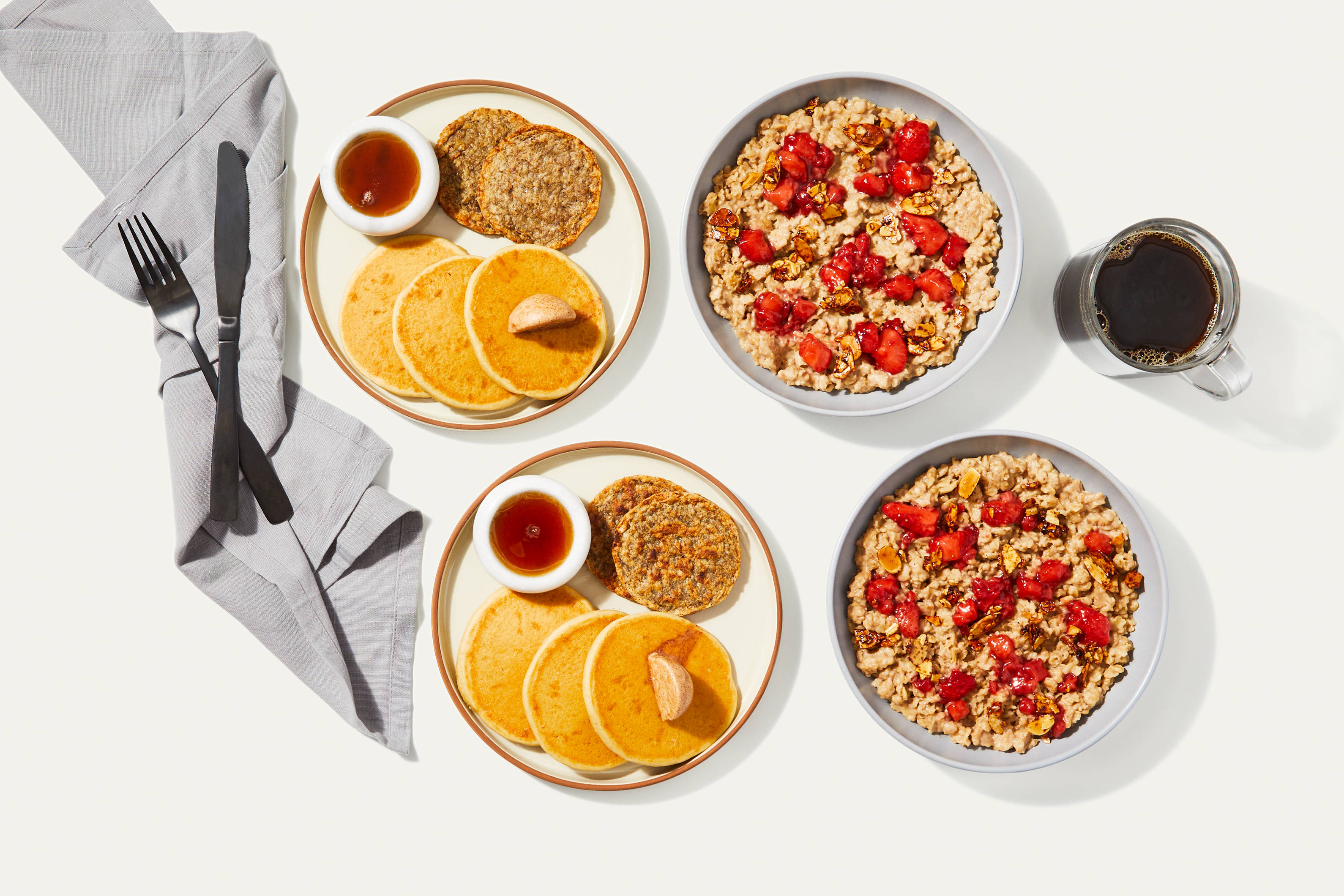 Breakfast Bundle - Pancakes & Sausage & Vanilla Overnight Oats & Strawberry Compote