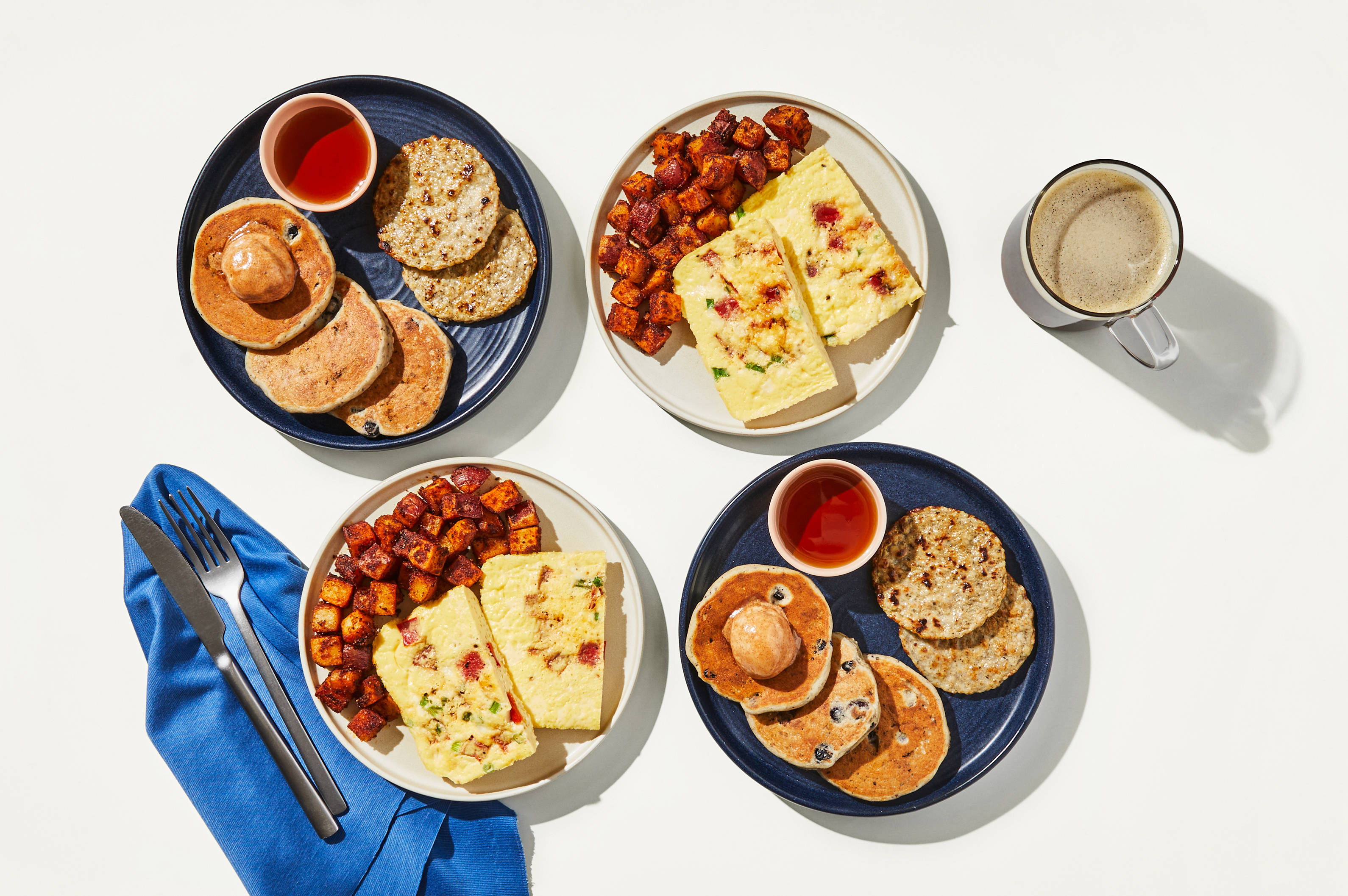 Breakfast Bundle - Blueberry Pancakes & Feta & Roasted Red Pepper Frittata