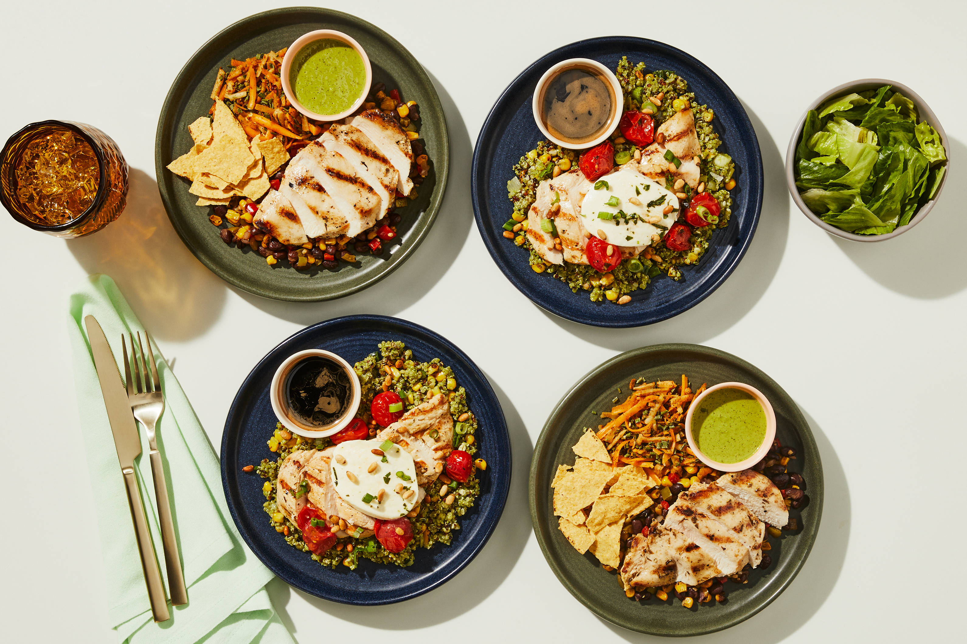 Lunch for the Week - Grilled Chicken Caprese Grain Bowl & Santa Fe Fiesta Salad Topper