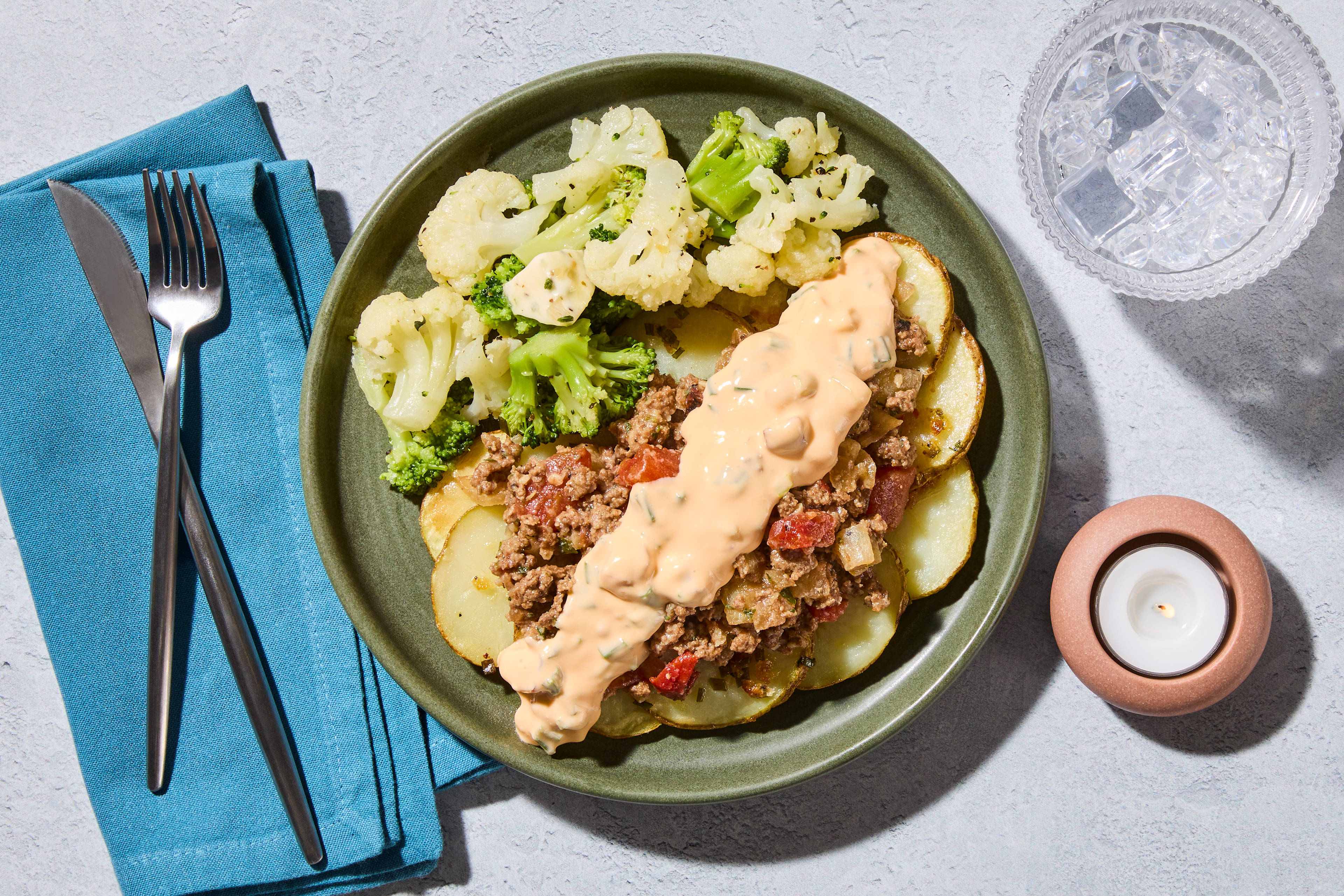 Loaded Cheddar-Bacon Ground Beef & Potatoes