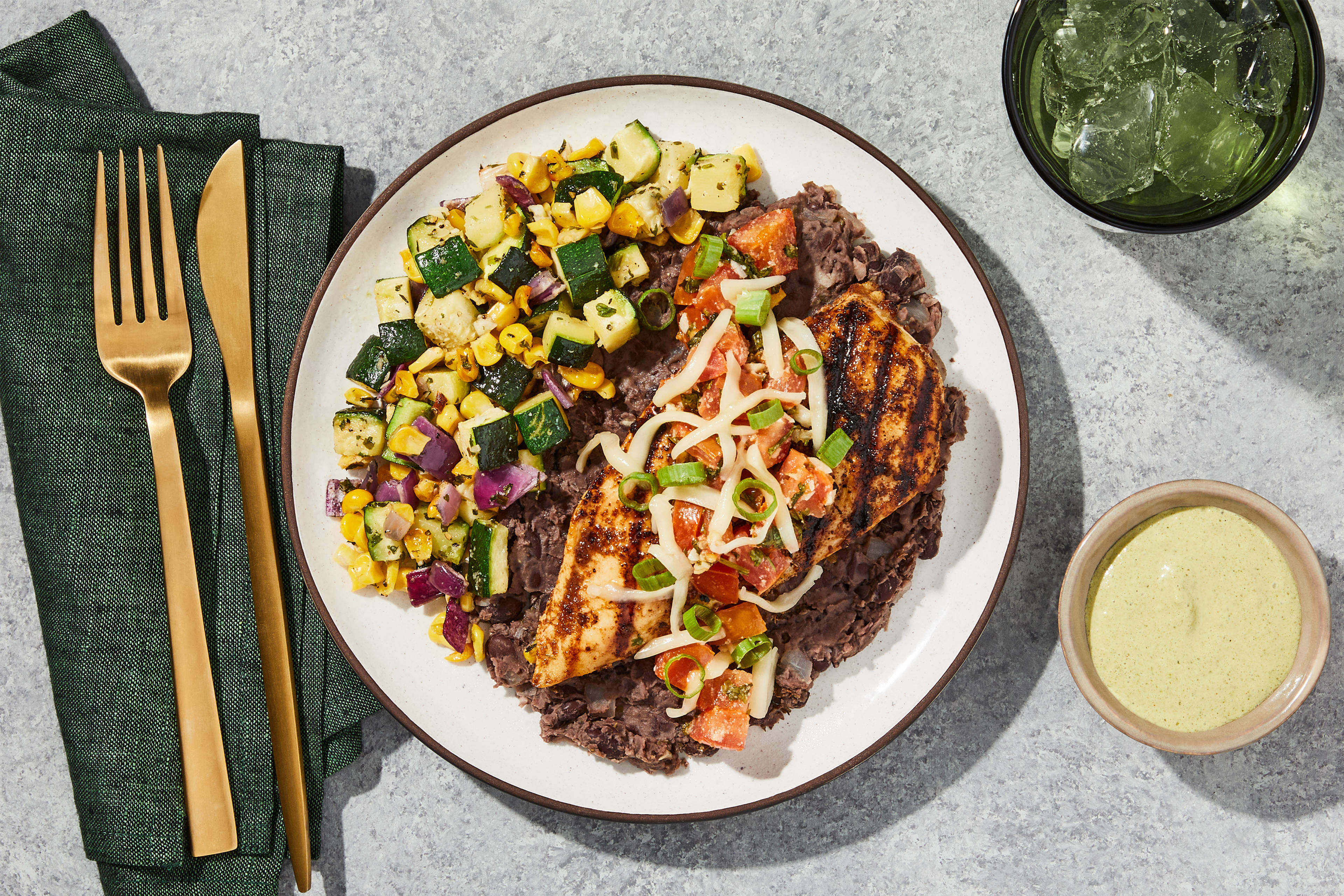 Salsa Chicken & Smashed Black Beans