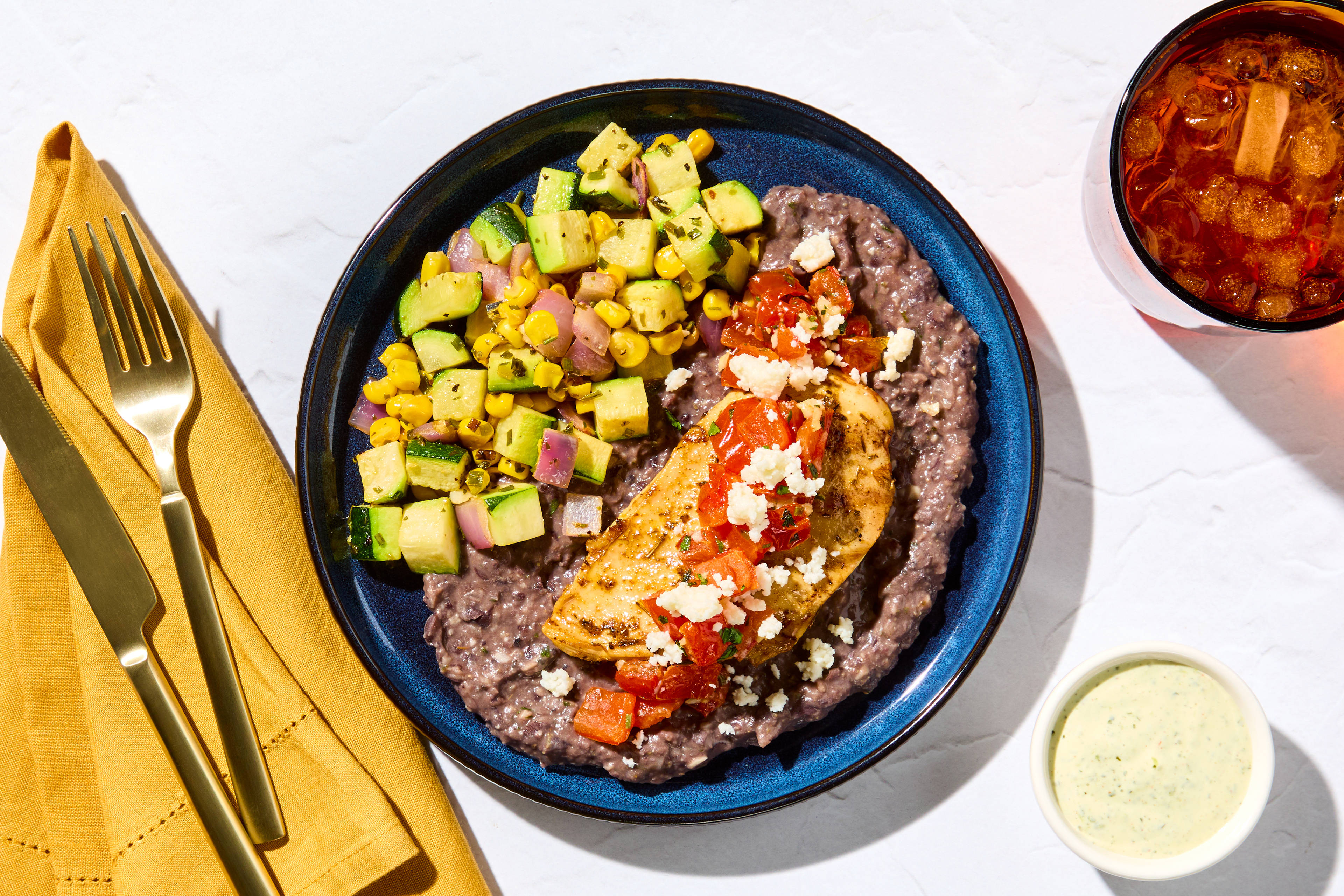 Salsa Chicken & Smashed Black Beans