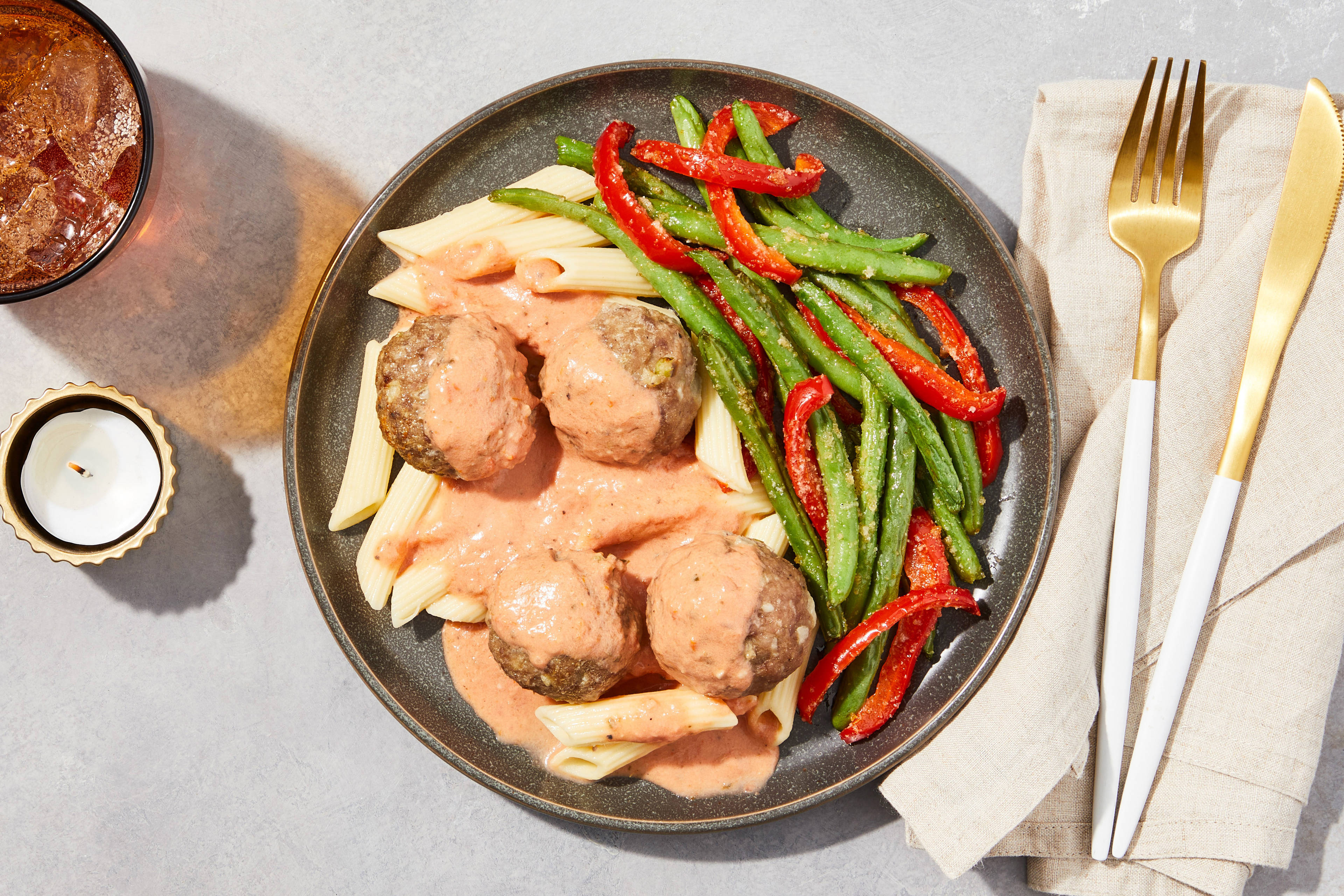 Penne Rosa Meatballs