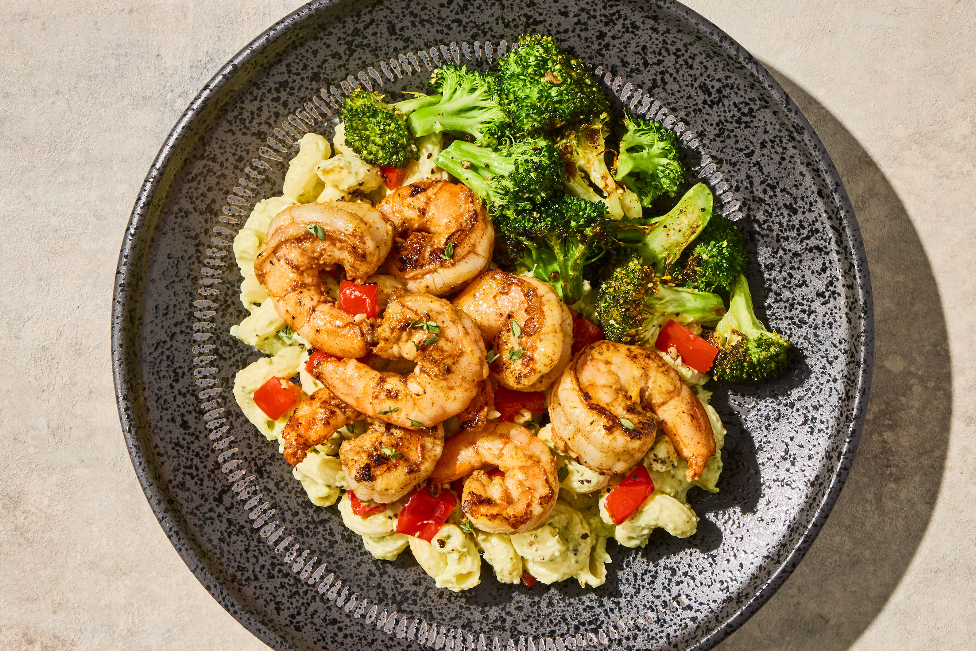 Poblano Cream Cavatappi & Spicy Shrimp