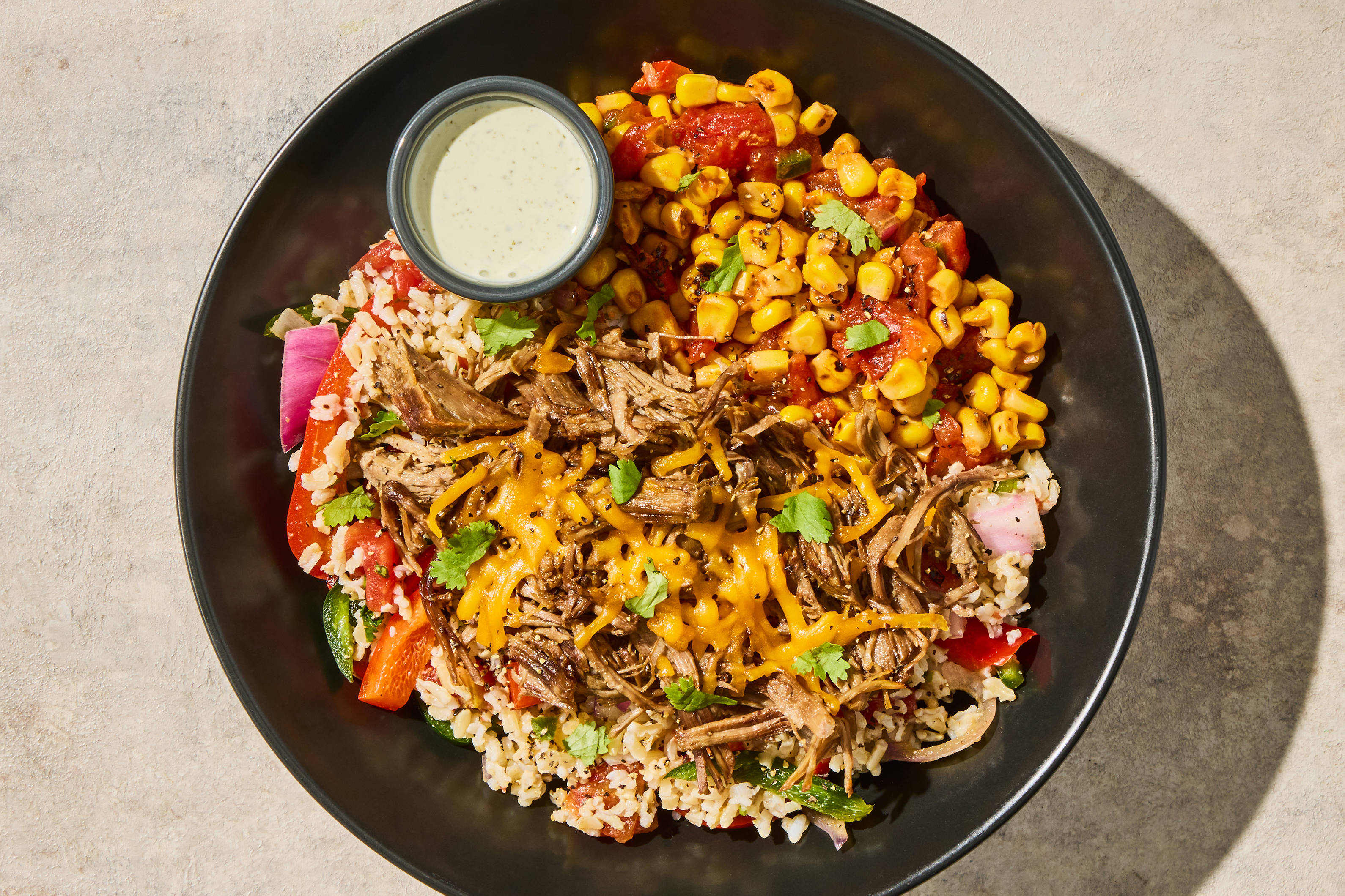 Cheddar & Poblano Shredded Beef Bowl