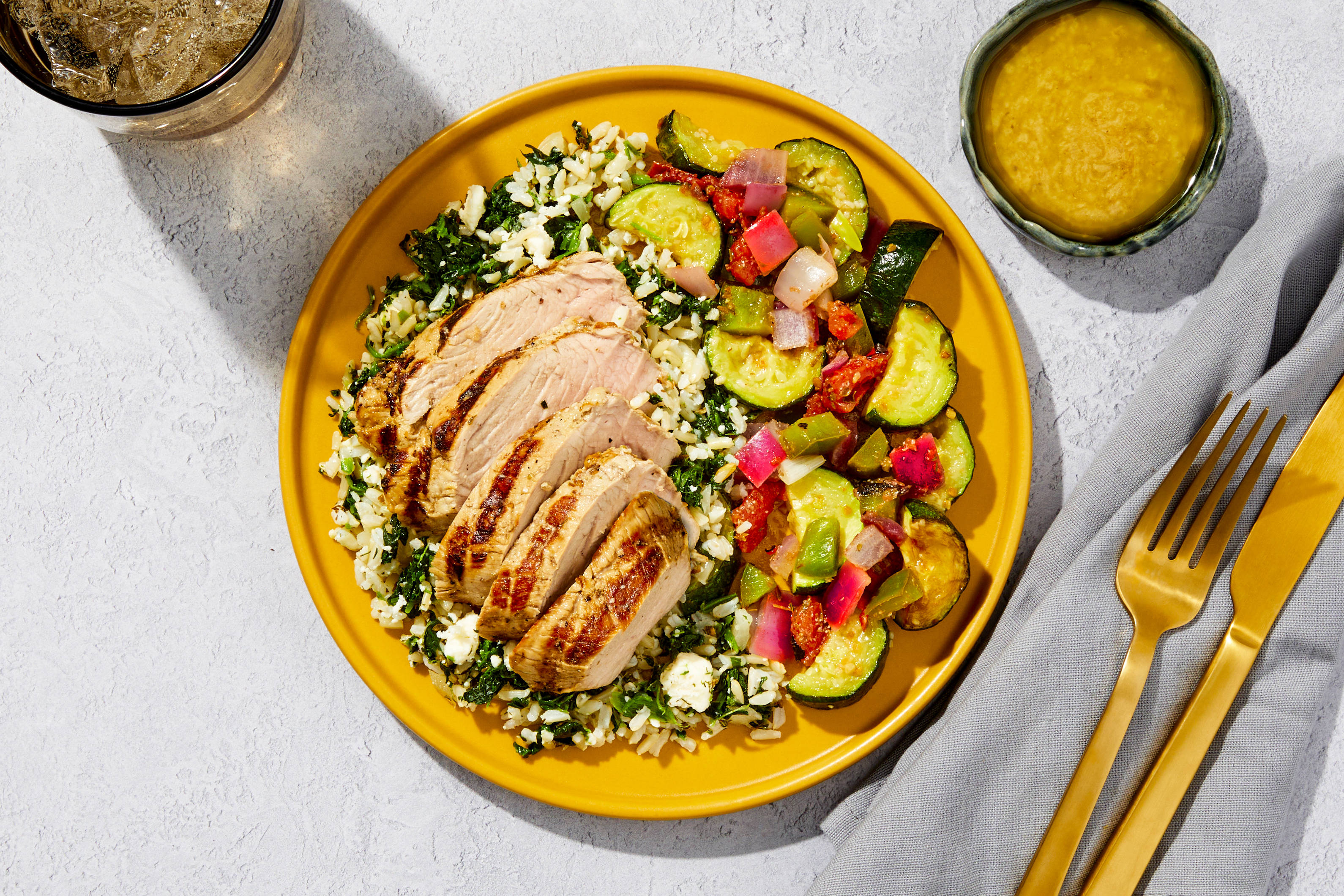 Spanakopita Rice & Pork Tenderloin