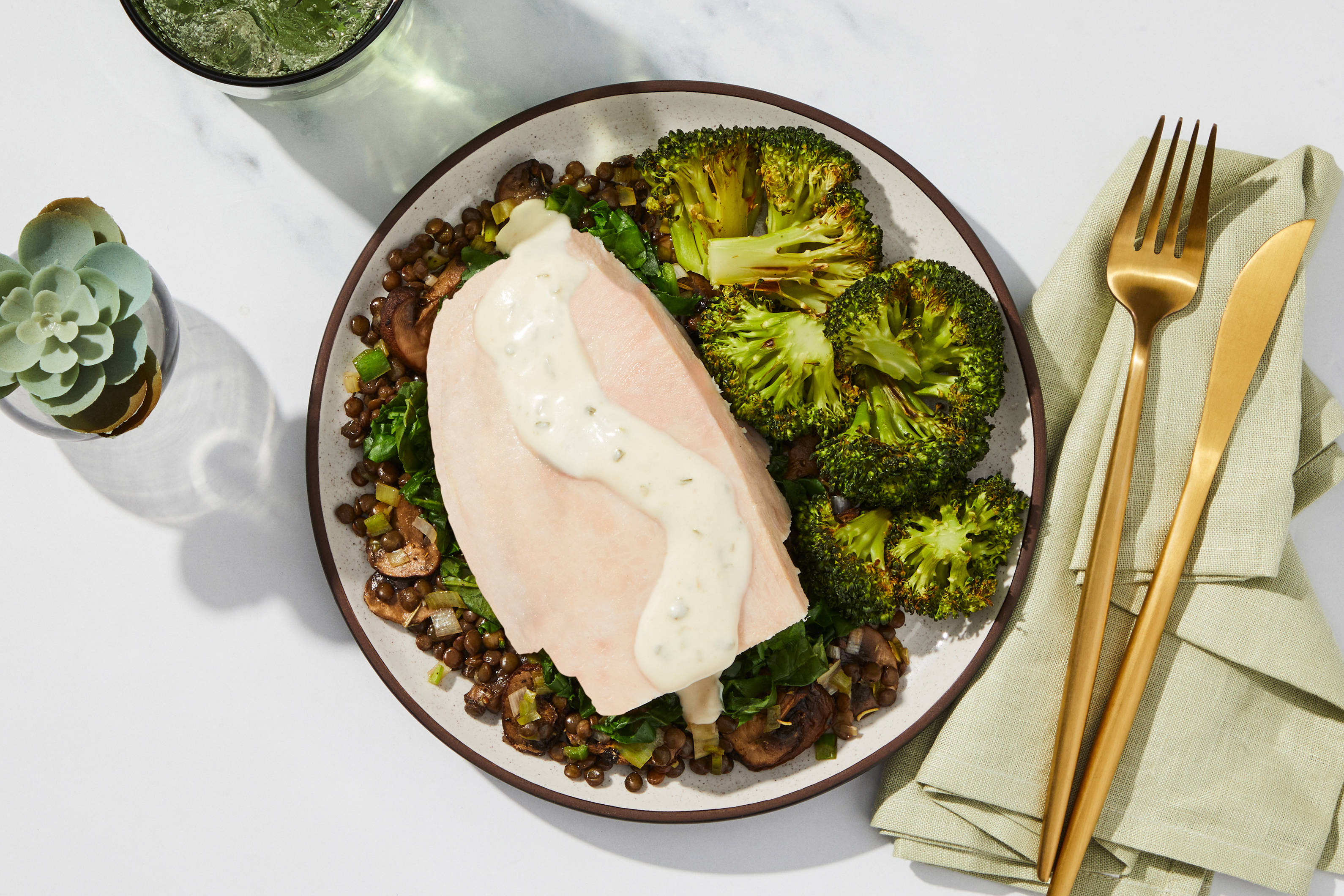 Creamy Garlic Turkey & Lentils
