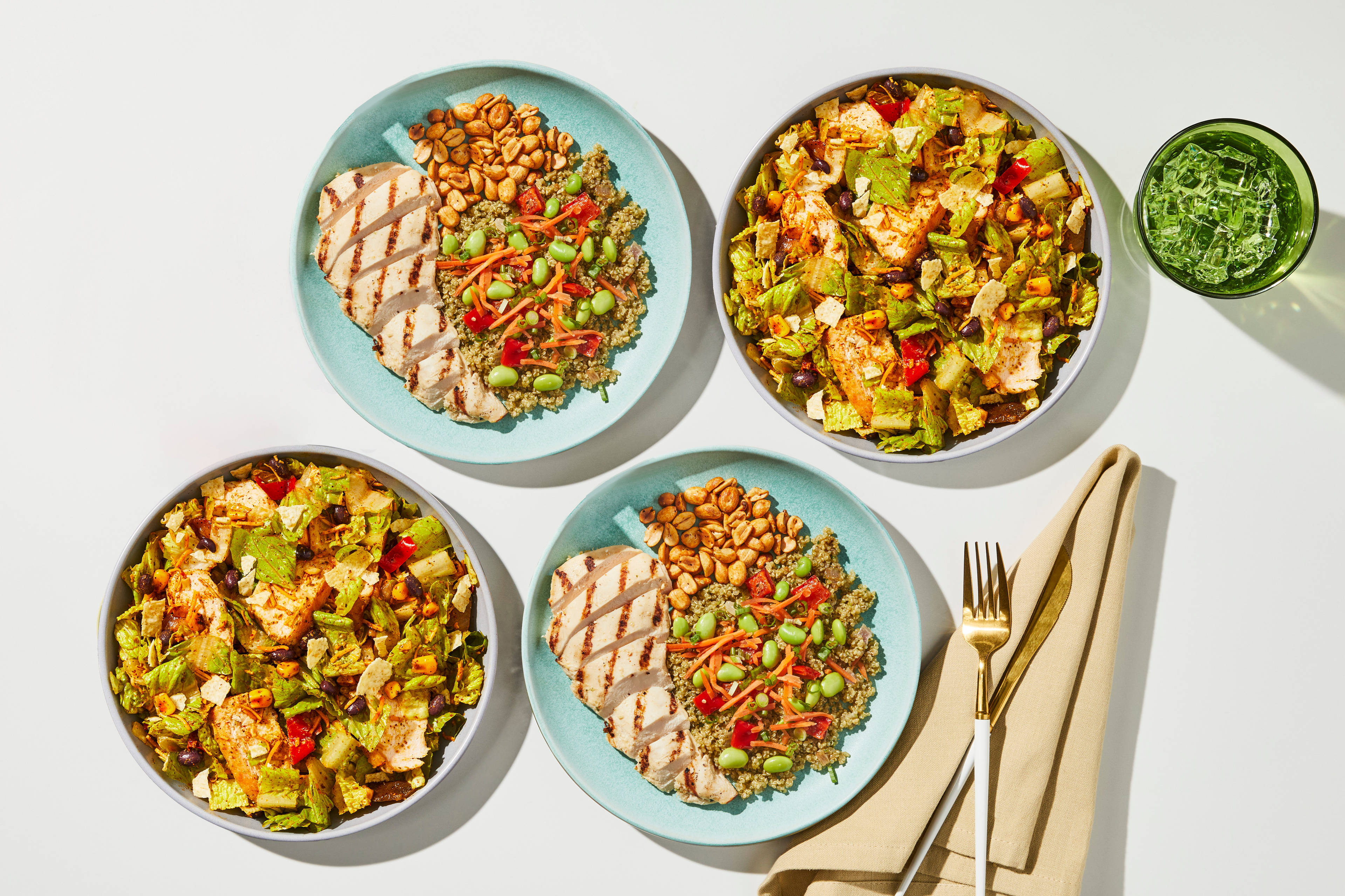 Lunch for the Week - Santa Fe Chicken Salad & Thai-Style Peanut Chicken Grain Bowl