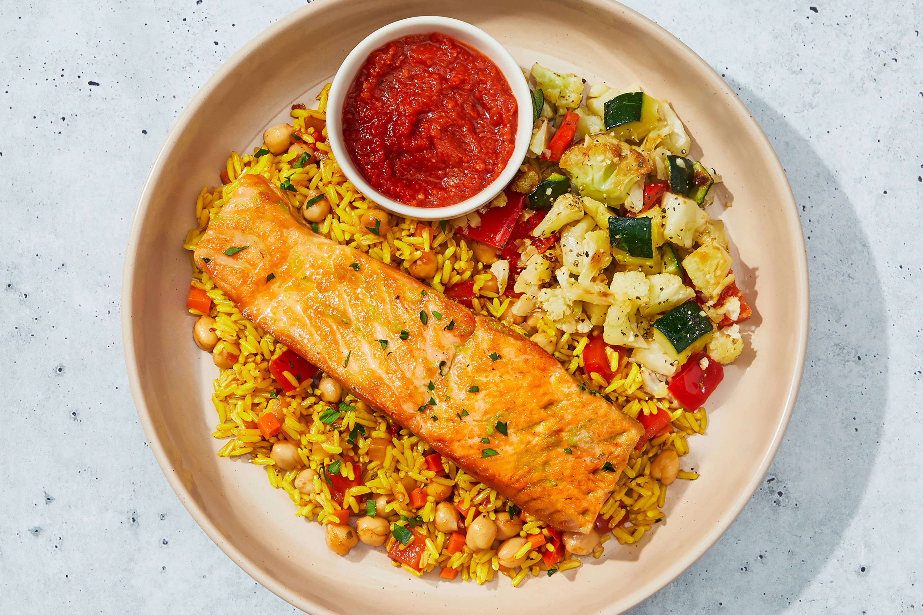 Baharat Salmon & Chickpea Rice