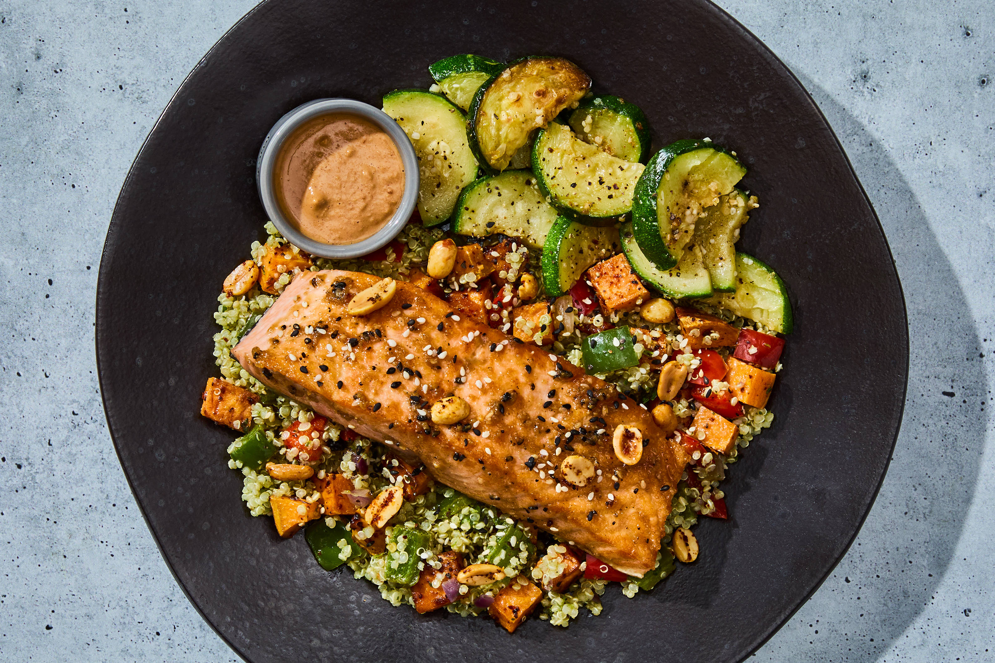Chili Garlic Salmon & Peanut Sauce