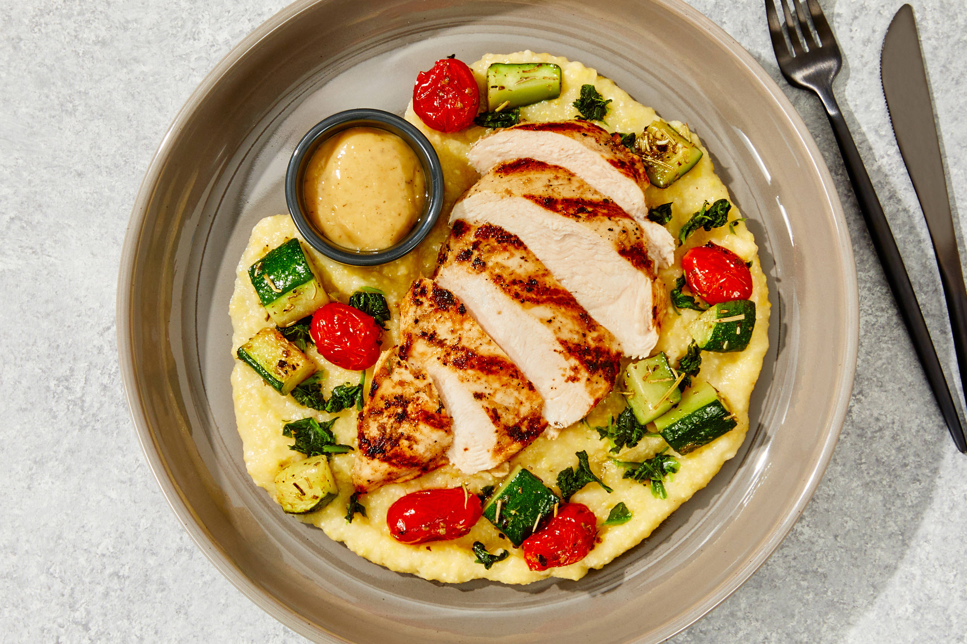 Grilled Chicken & Feta Polenta
