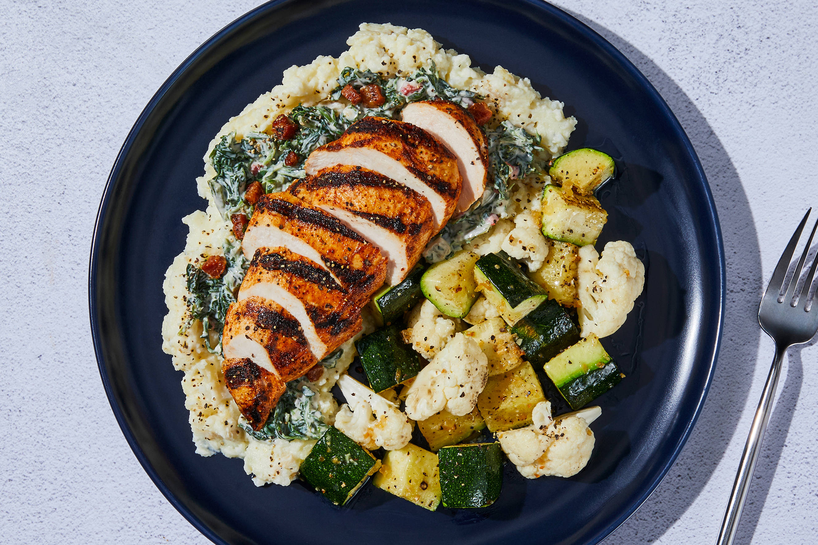 Bacon Creamed Spinach & Grilled Chicken