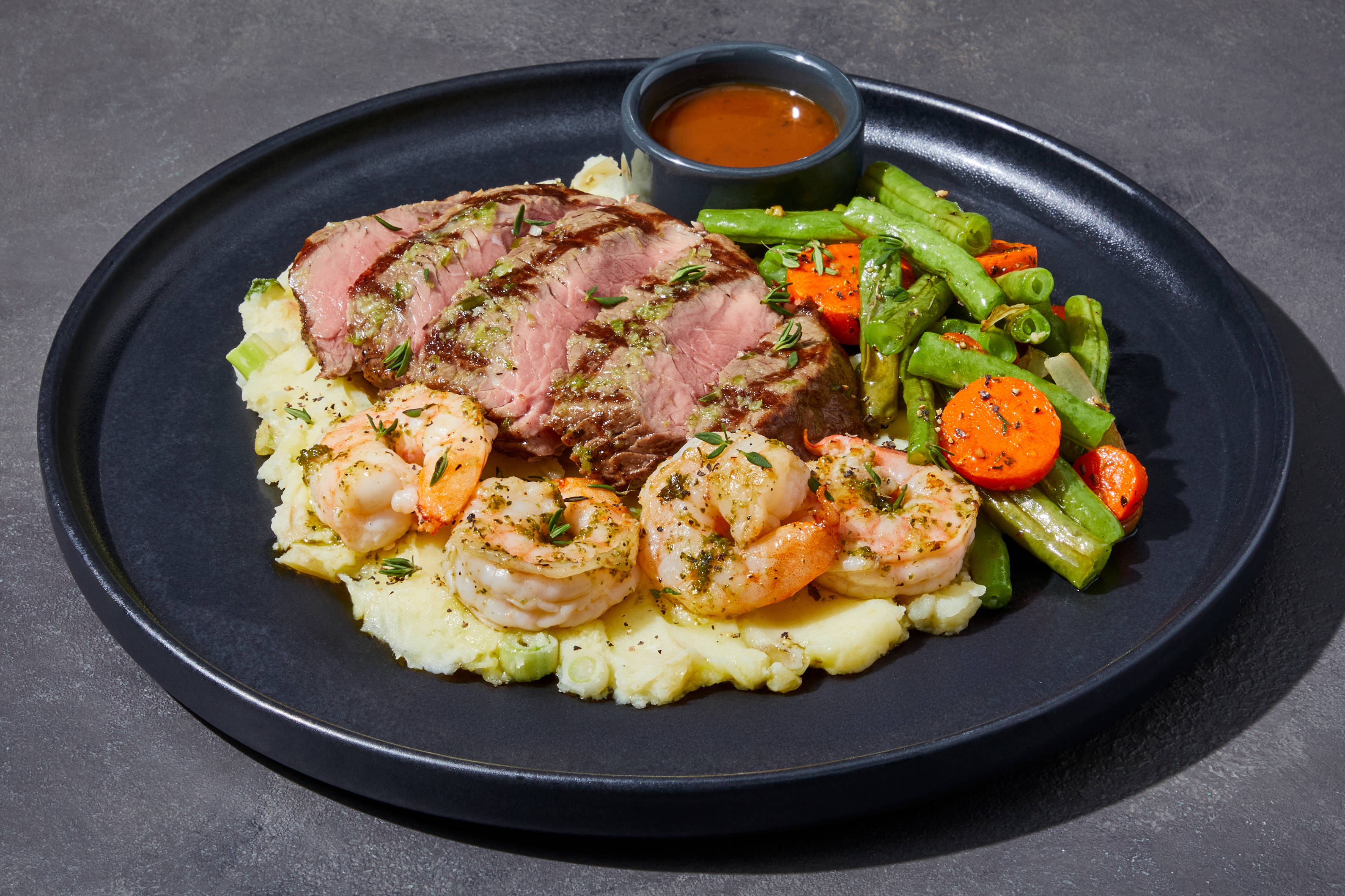 Garlic Herb Filet Mignon & Shrimp