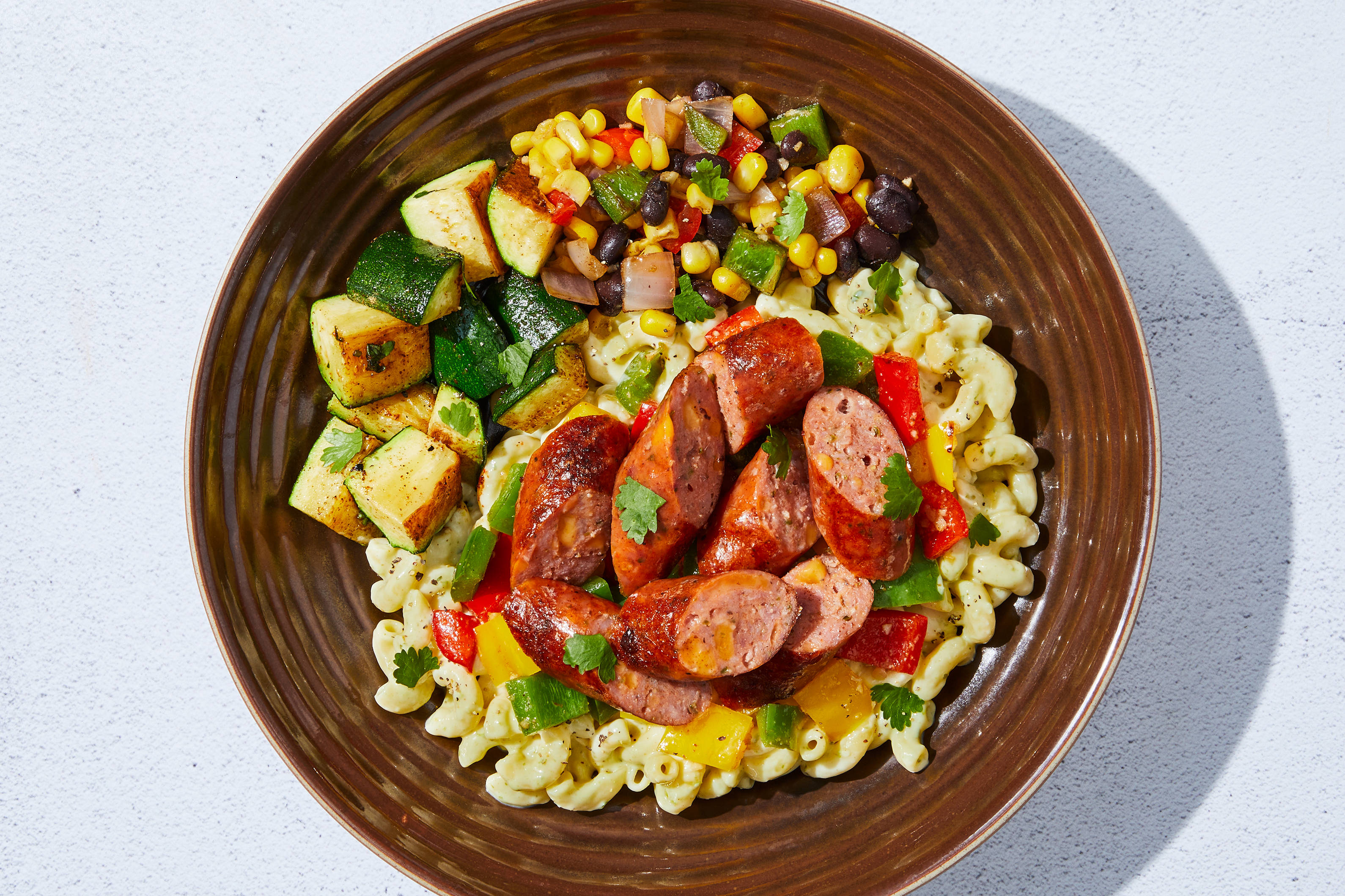 Bison-Pork Sausage & Poblano Macaroni