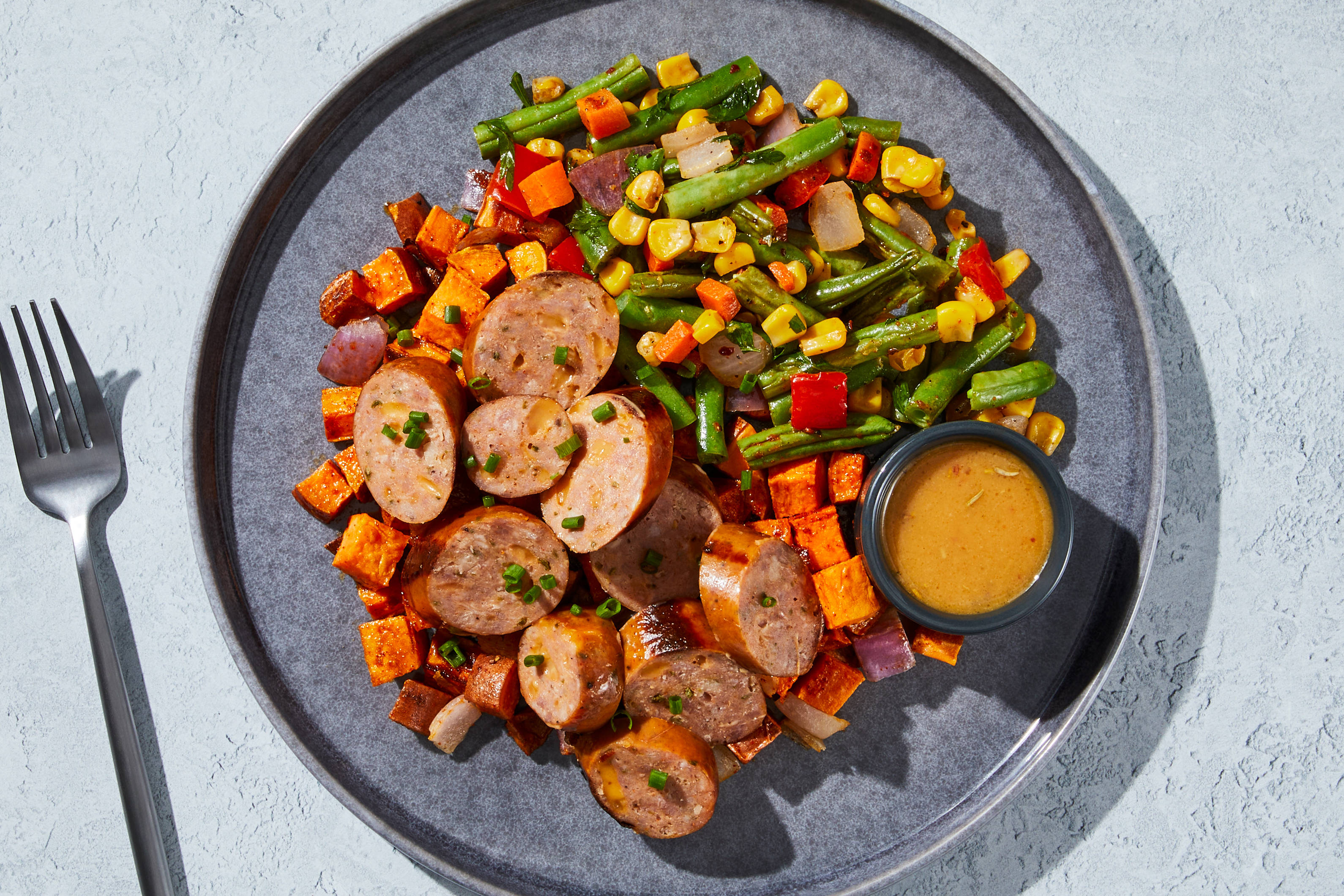 Sweet Mustard Vinaigrette Bison-Pork Sausage